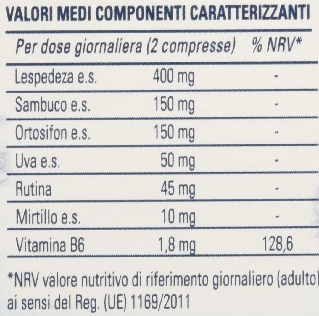 Drenax Forte Compresse 60 Integratore Drenante per Liquidi in Eccesso con Lespedeza, Ortosifon, Sambuco, Rutina, Uva, Mirtillo, Vitamina B6