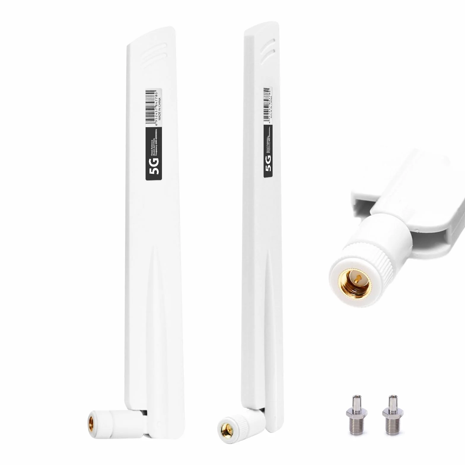 5G 4G Antenna LTE RP-SMA/TS9 Maschio WiFi Antenna Omnidirezionale 18DBI Amplificatori di Segnale,600-6000MHz,3G/4G/5G/GSM/GPRS,per Router Wireless,Schede PCI-E,Telecamera IP Sicurezza,Estensori-Bianco