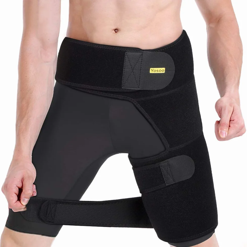 Fascia Elastica Compressione Regolabile per Inguine e Coscia, Cinturino Anca Sollievo Dolore Nervo Sciatico, Uomo e Donna (Nero)