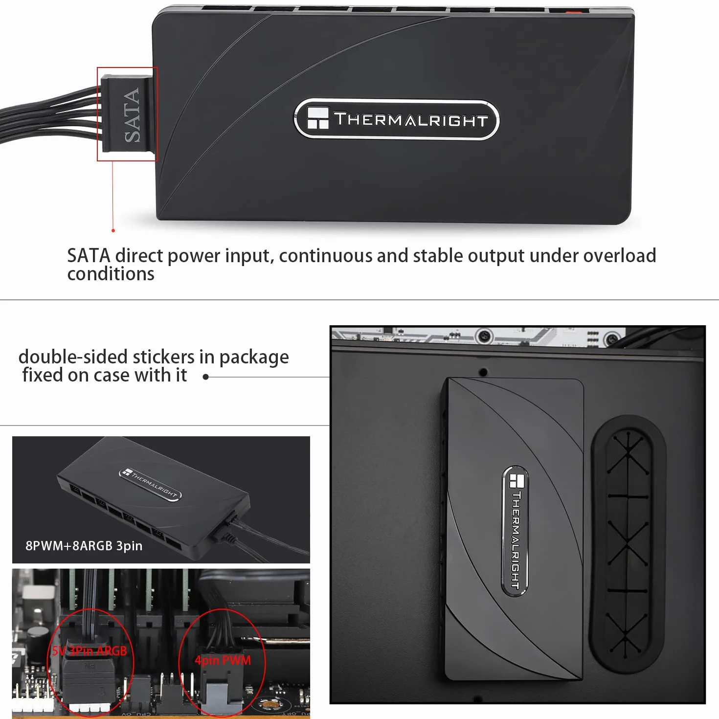 Thermalright ARGB Fan HUB Controller 8 Porte 3 Pin PC Fan Controller 5V
