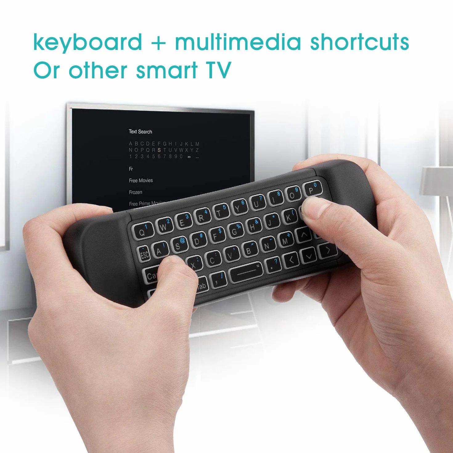 Rii Mini MX6+ (Wireless + IR) - Telecomando con Mouse giroscopico, Tastiera retroilluminata e Microfono integrati per Smart TV Android, TV Box, PC Windows e Mac