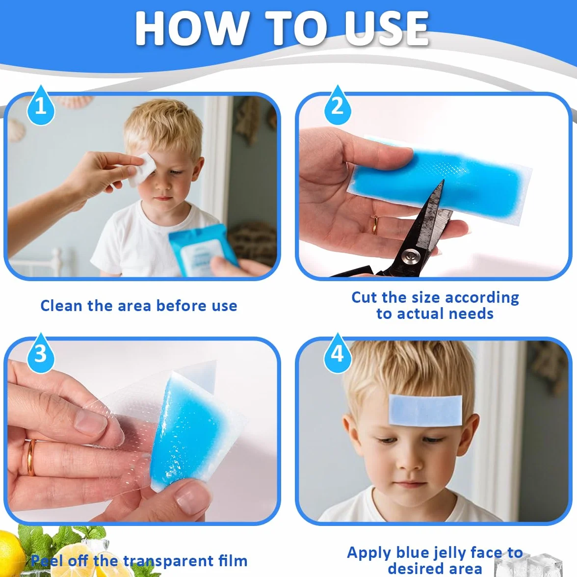 Patch in gel febbre Dischetti rinfrescanti ad azione rapida per mal di testa adulti bambini