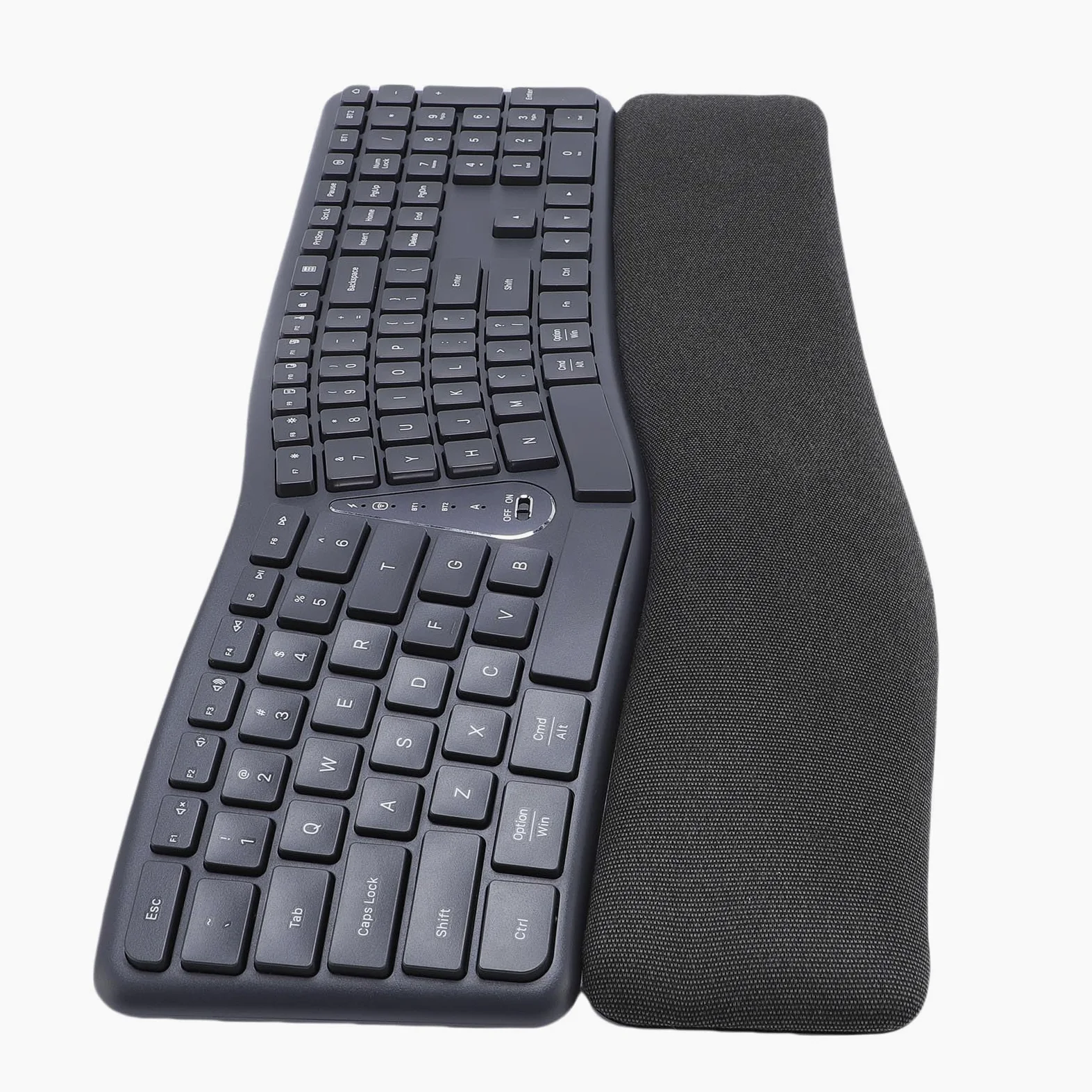 Jectse Tastiera Ergonomica Wireless, Tastiera Divisa, Riposo Al Polso, Digitazione, Tessuto, connettività Bluetooth e USB, Nero