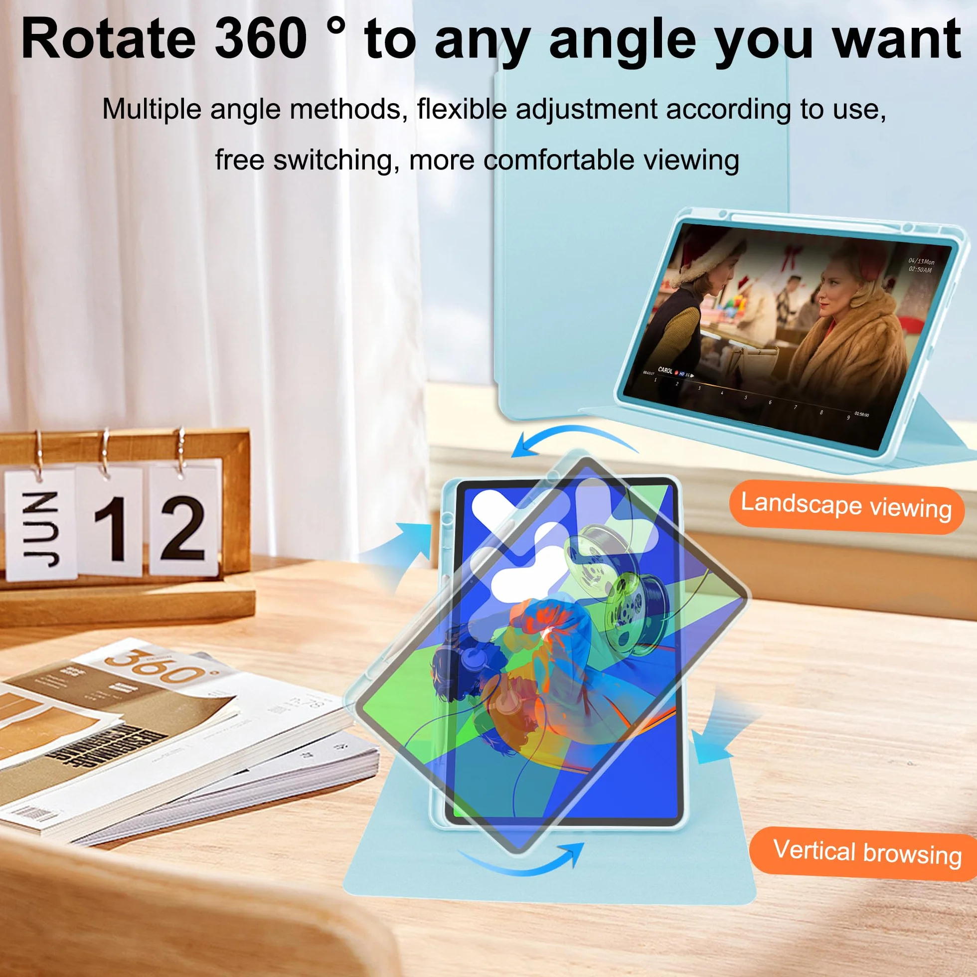 Custodia in pelle PU per HONOR Pad 10 con supporto rotante e slot penna