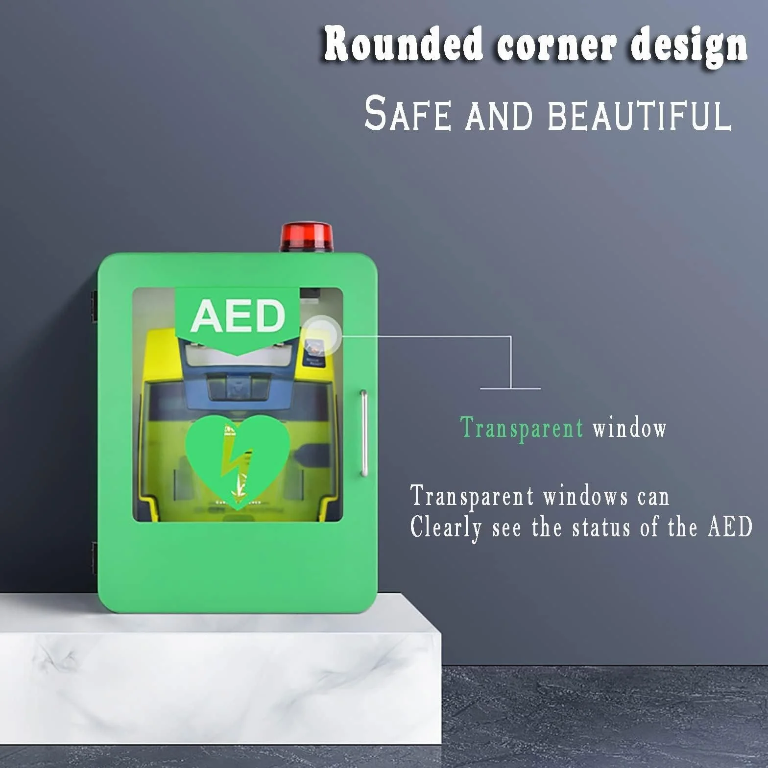 Armadio porta defibrillatore DAE da parete con allarme finestra trasparente universale