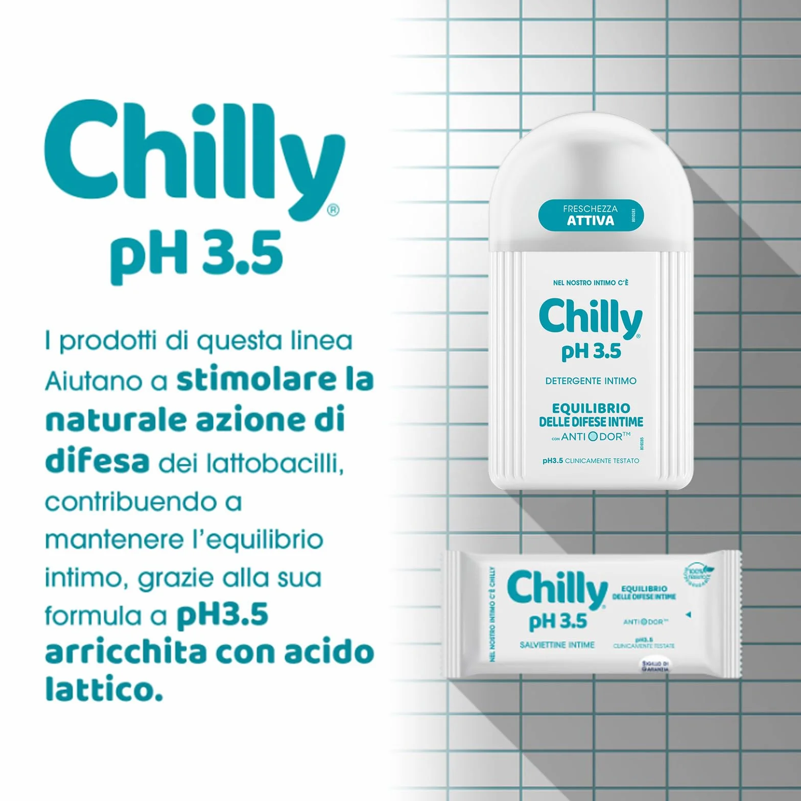 Chilly Salviettine Delicate, Salviette Igiene Intima, Tessuto 100% Biodegradabile, pH 3.5, Confezione da 12