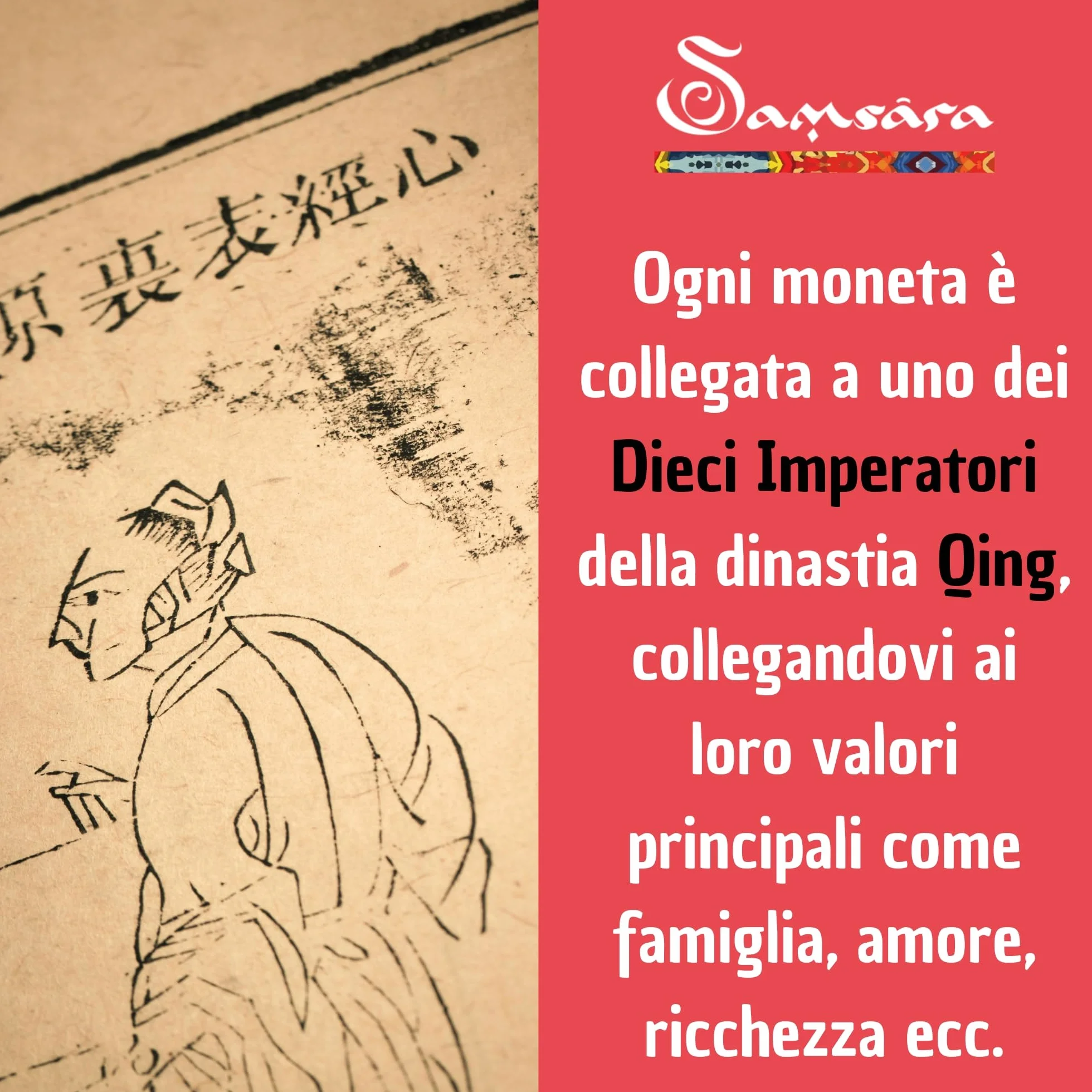 Monete Cinesi della Fortuna Dinastia Qing Amuleto Feng Shui I-Ching per Prosperità e Protezione 10 Monete con confezione regalo