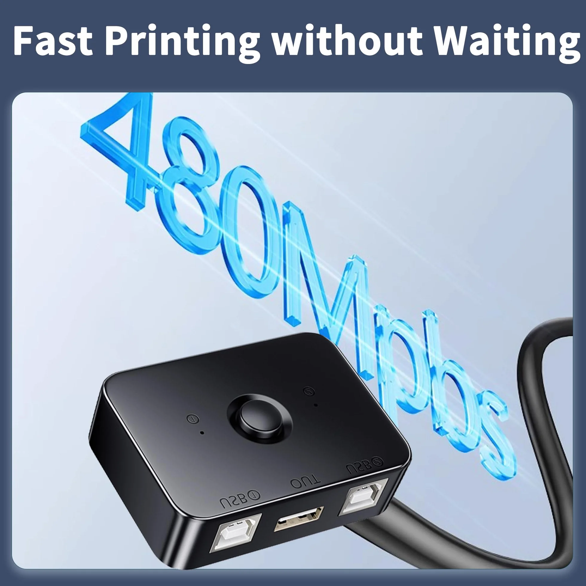 USB 2.0 Sharing Switch, selettore stampante USB B 2 in 1, interruttore USB 2 computer che condividono con Luce LED, per stampante, scanner, tastiera, Include 3 cavi USB 2.0 da 1,5M