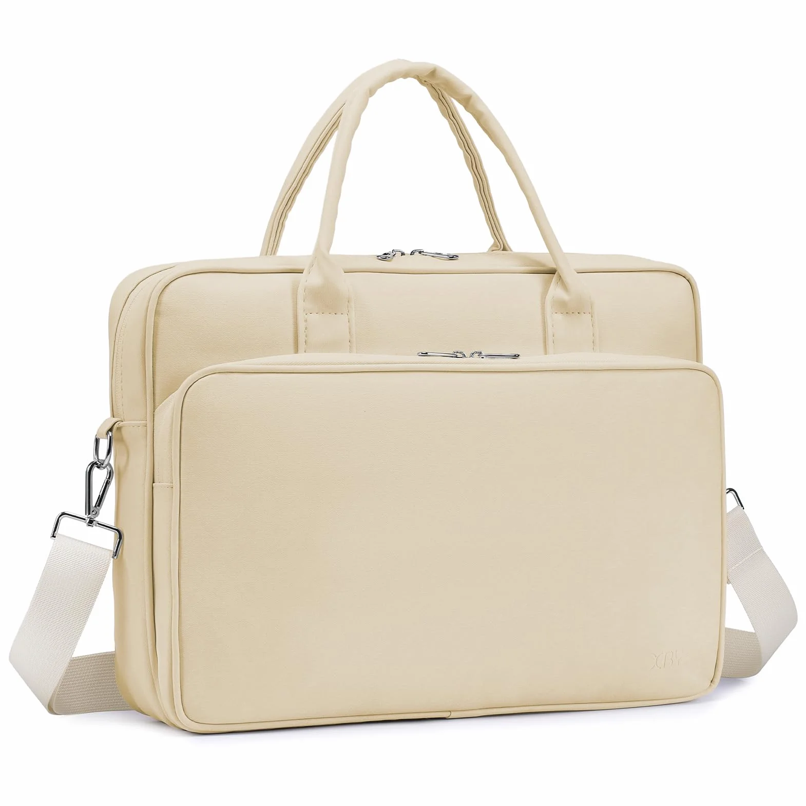 BAGZY Borsa Lavoro Donna Cartella Ventiquattrore Portadocumenti per Laptop in PU Pelle14 Pollici 15,6 Pollici per Laptop Valigette Adatto per Scuola, Lavoro E Viaggi D'affari (Beige)