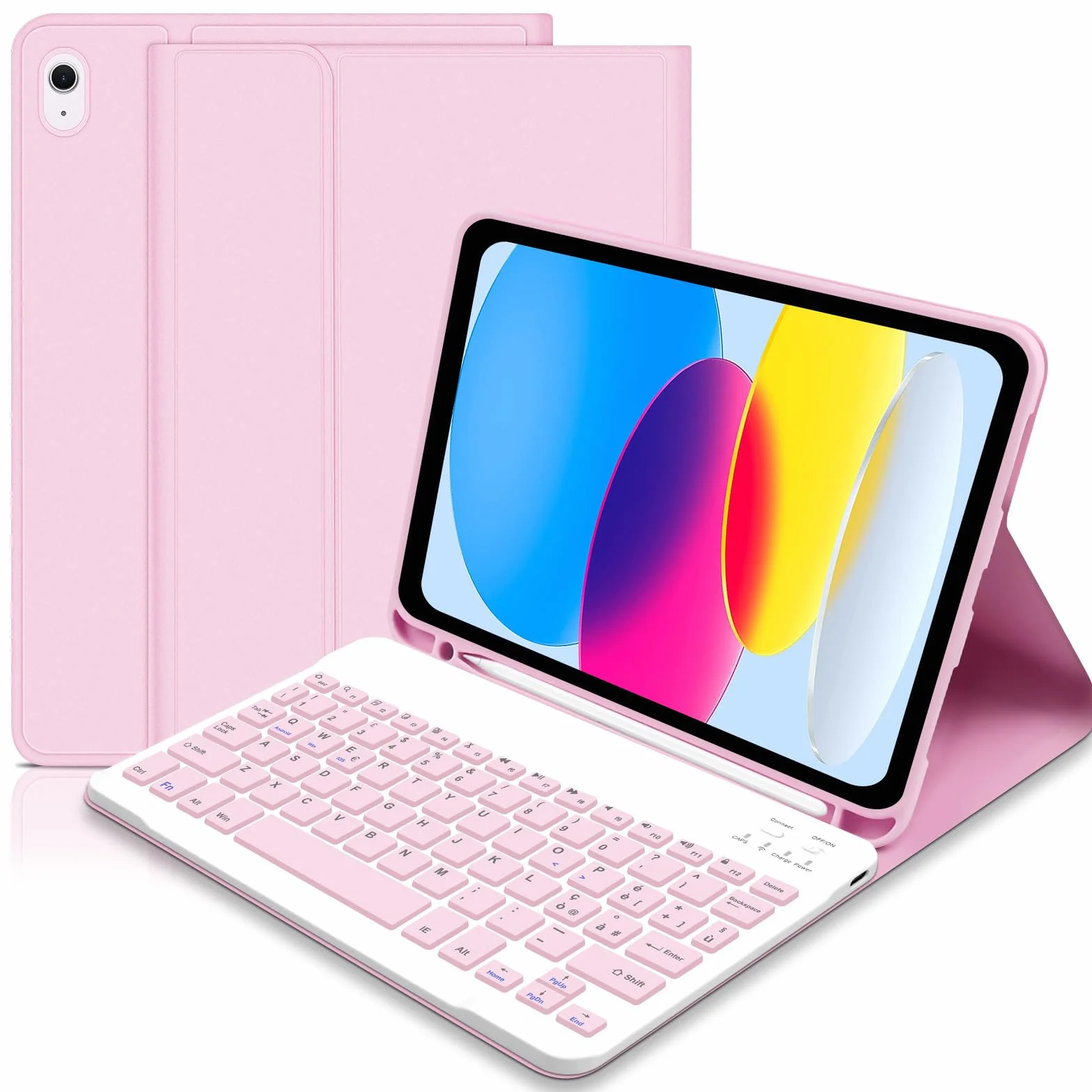 Cover IPad A16 11/10 Generazione con Tastiera (11/10.9 Pollici, 2025/2022) - Italiano QWERTY Magnetico Rimovibile Bluetooth Tastiera, Custodia con Supporto Pencil per Ipad 11/10 Gen,Rosa