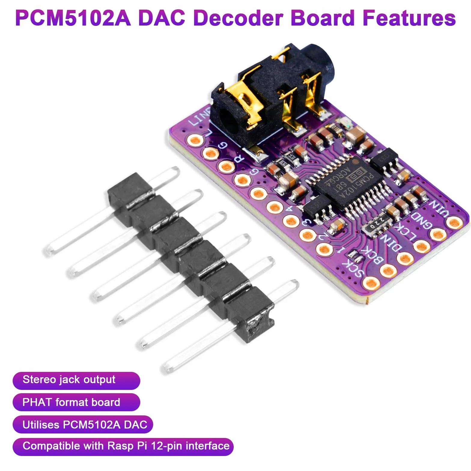 PCM5102A I2S DAC Scheda Decodificatore Ulegqin PCM5102A audio DAC stereo I2S Modulo Alimentazione a 5 V CC IIS Interfaccia per Raspberry Pi Modulo DAC PCM5102 (3 pezzi)