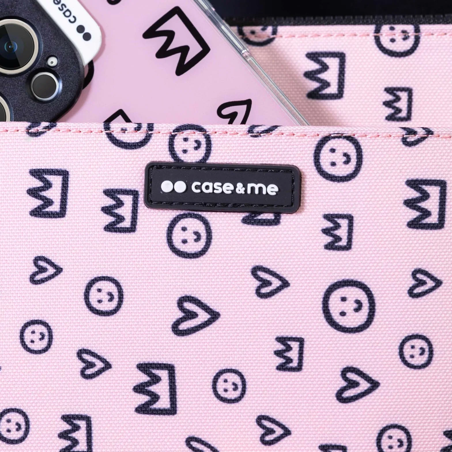 case&me Borsa per Smartphone e Accessori, Borsetta con Laccio, Borsa Porta Oggetti, con Zip, Doppia Tasca