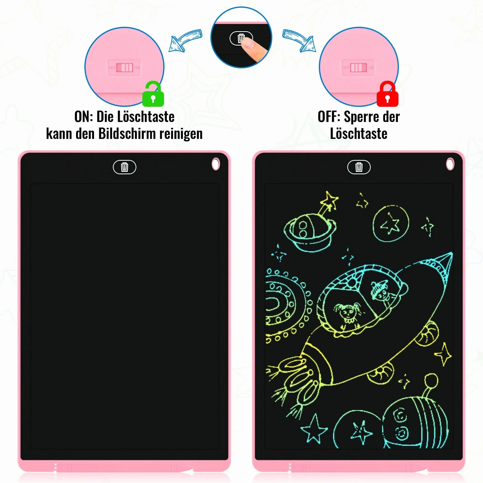 Lavagnetta LCD colorata 12 pollici 2 confezioni cancellabile riutilizzabile blu rosa