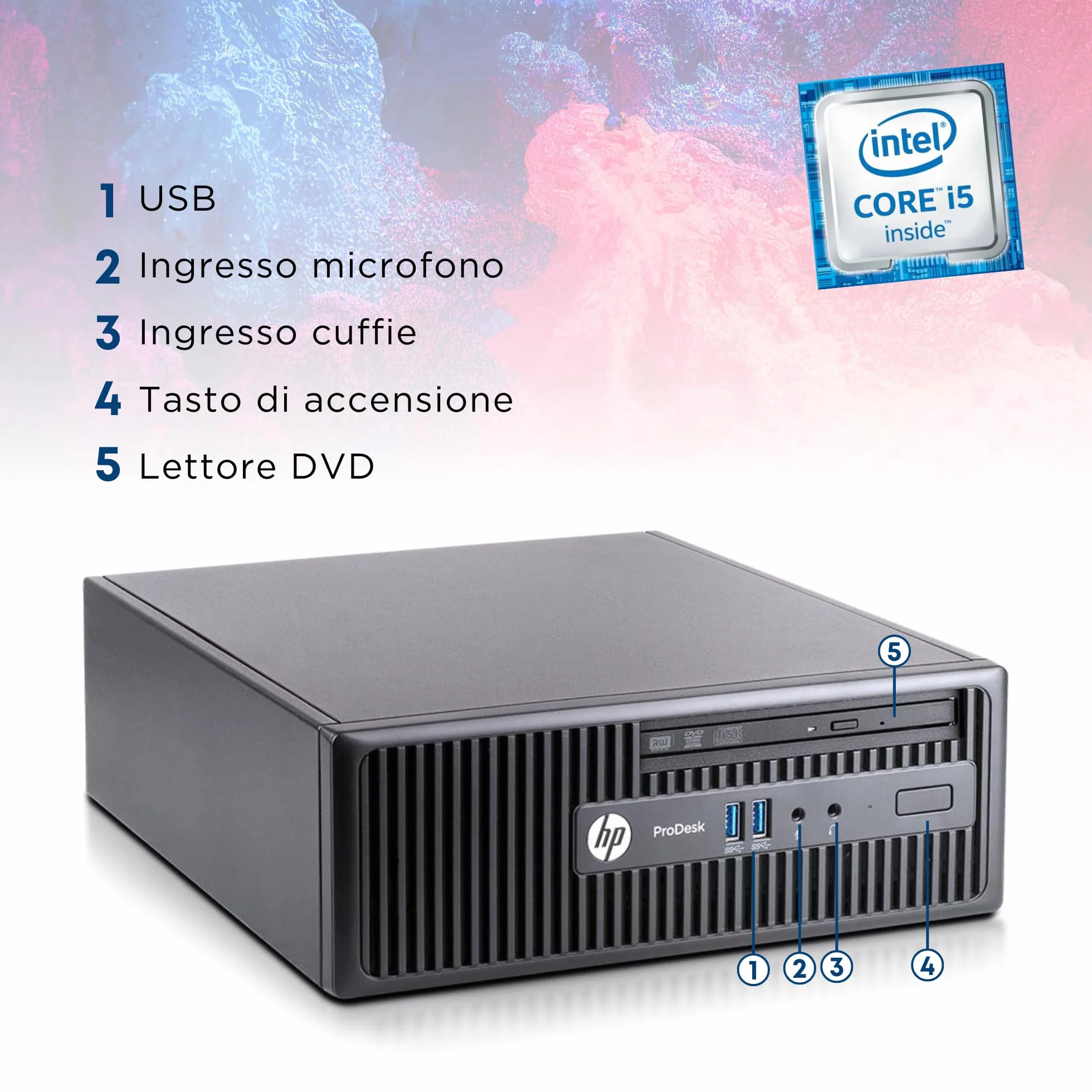 HP ProDesk Desktop PC SFF Intel i5-6500 3.20 GHz 8GB RAM 256GB SSD VGA DisplayPort Wi-Fi Libre Office (Ricondizionato)