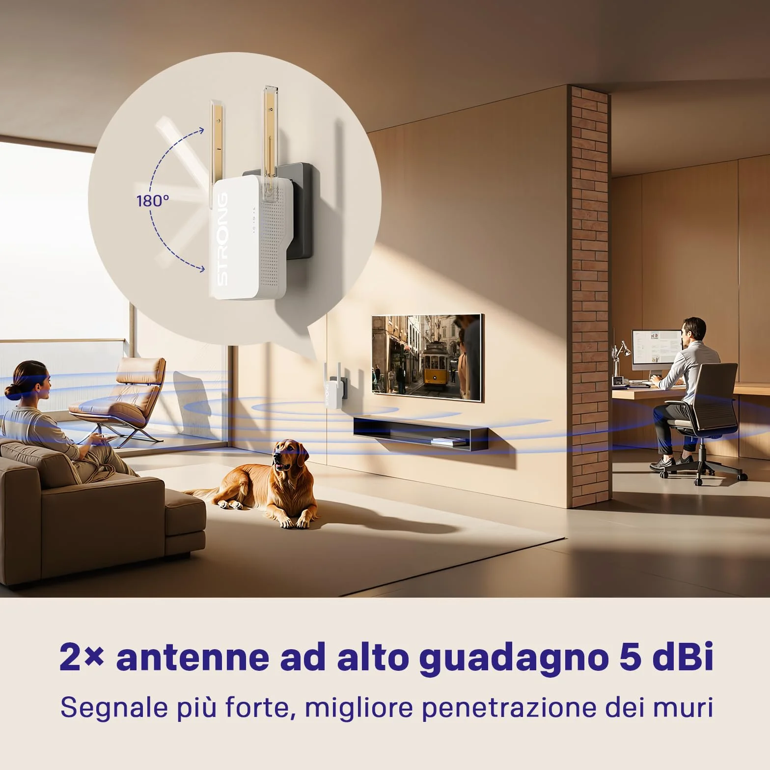 STRONG Ripetitore WiFi 6 AX3000 da presa muro – Amplificatore WiFi potente Dual Band con antenne esterne, WiFi extender per casa, 4K ideale streaming, gaming e multi-dispositivo