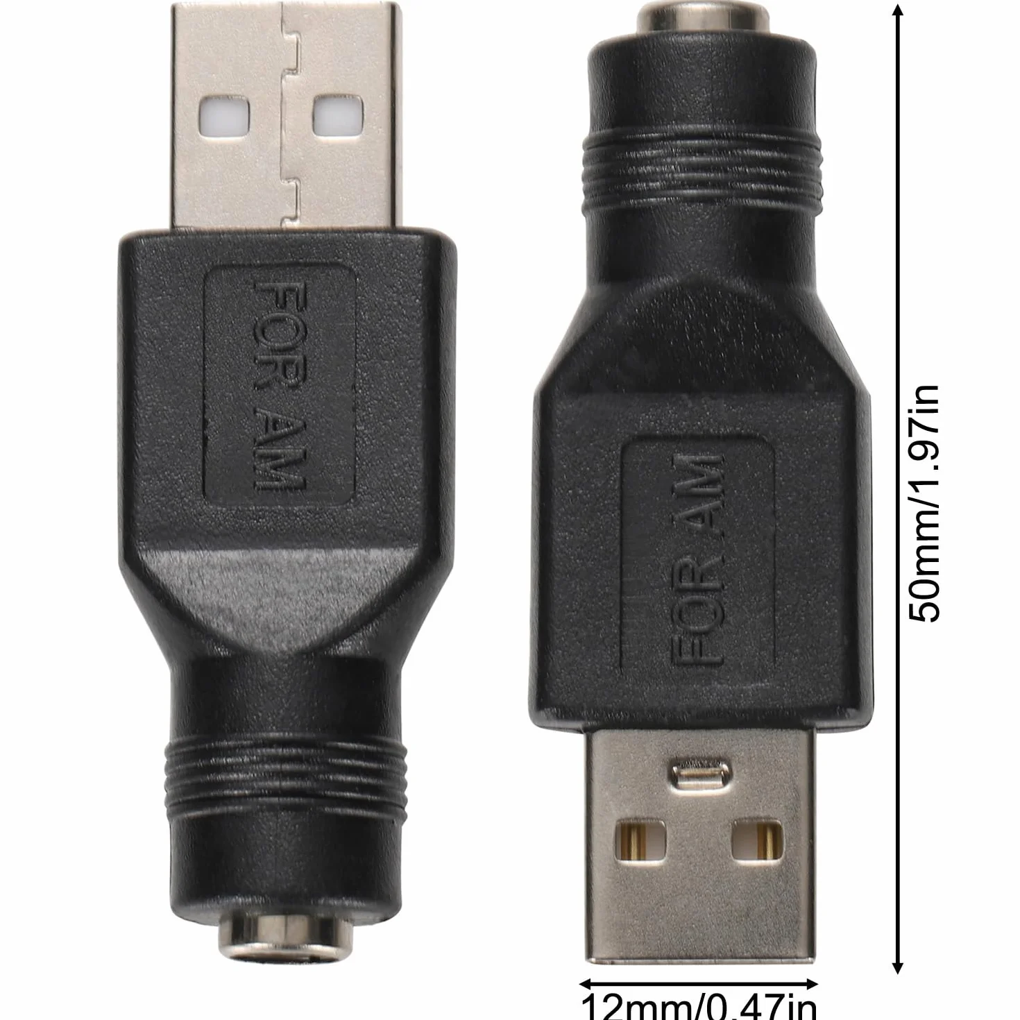 Greluma 3 Pz Adattatore di alimentazione da USB a DC, convertitore da USB 2.0 maschio a DC femmina 5V 5,5 mm x 2,1 mm