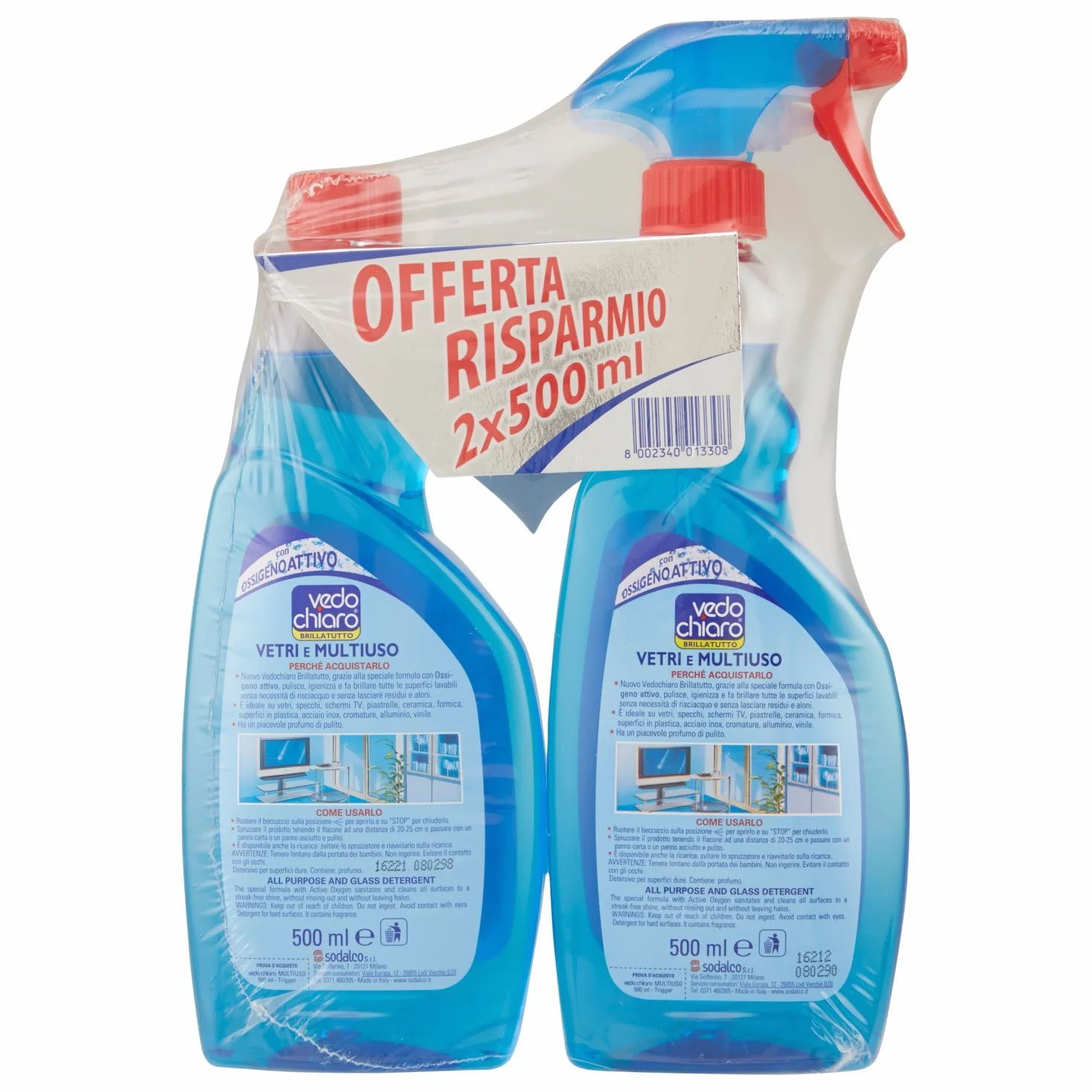 Vedo Chiaro Vetri Multiuso Ricarica 500+500 ml