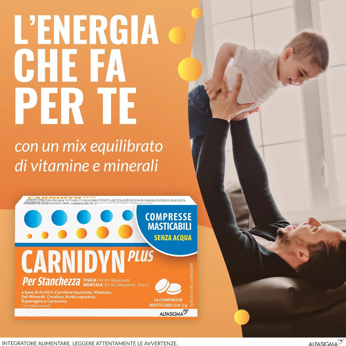 Carnidyn Plus Integratore Alimentare Stanchezza Mentale Fisica 18 Compresse Masticabili 3g Gusto Agrumi