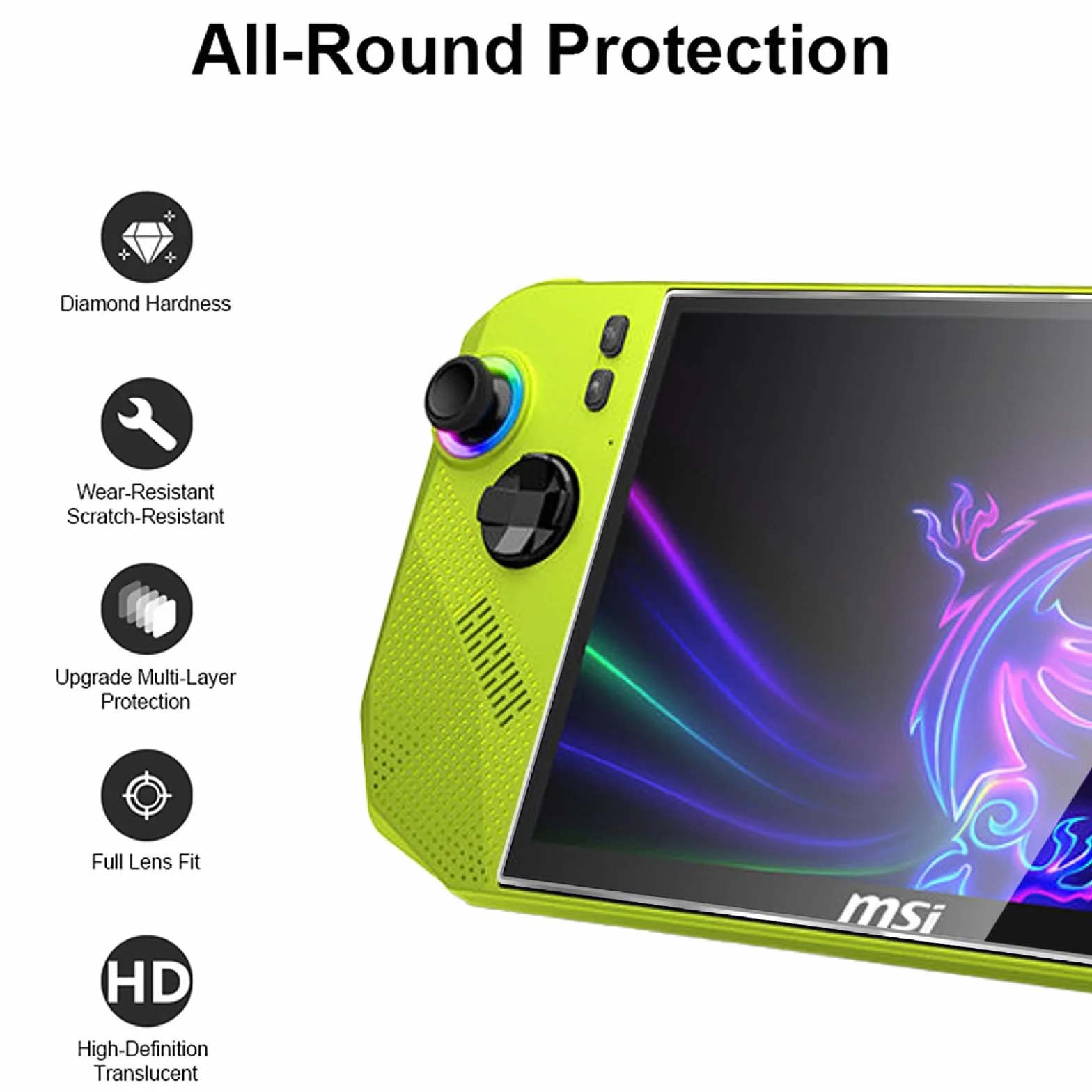 GIOPUEY [2 Pezzi Vetro Temperato Compatibile con MSI Claw A8, Vetro ad Alta Trasmittanza, Resistente ai Graffi, Cover Compatibile, Pellicola Prottetiva per MSI Claw A8