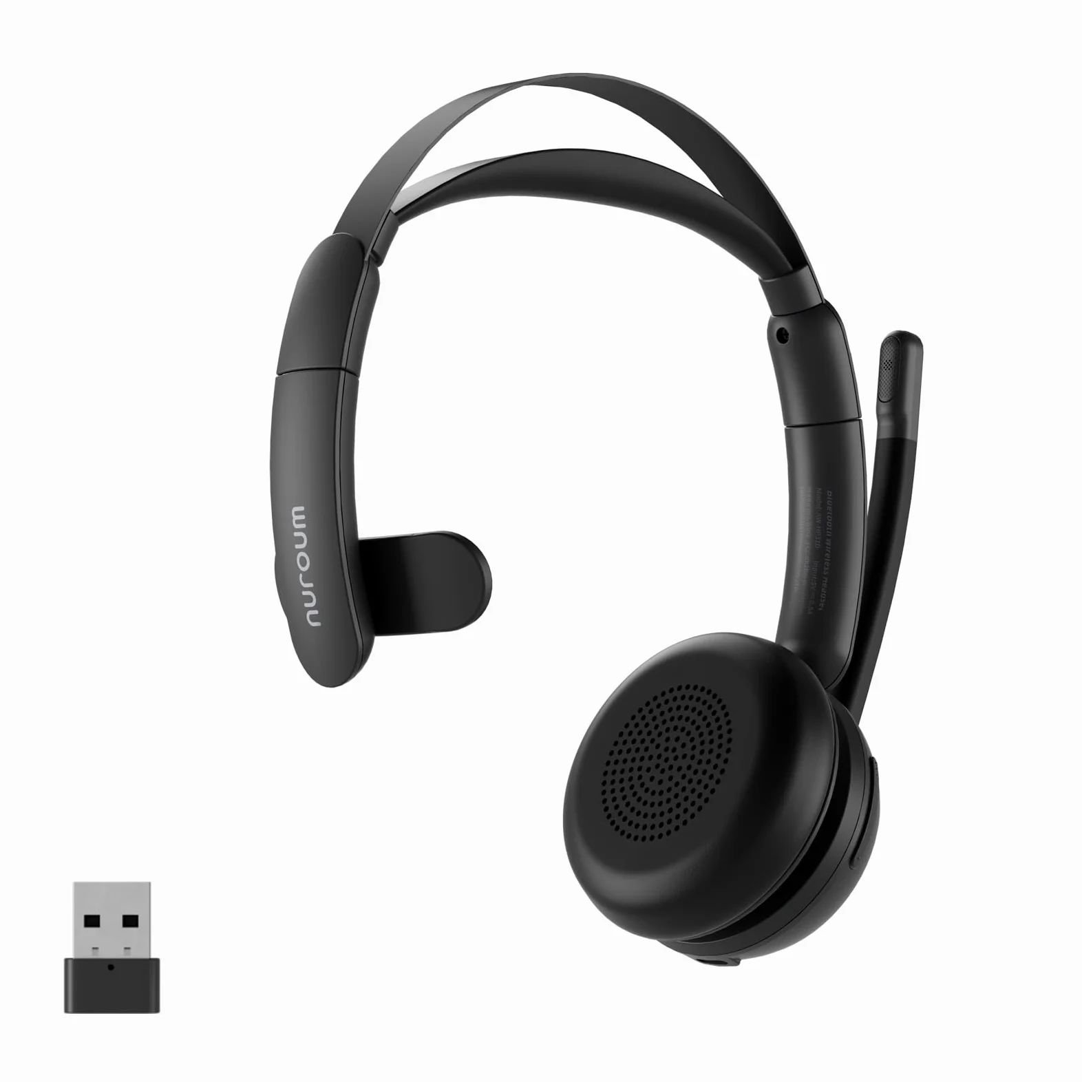Nuroum HP31-SU(2nd Gen) Cuffie con Microfono Bluetooth,Cuffie Wireless ENC a Cancellazione di Rumore con Stazione di Ricarica,Dongle/USB-A&C/Bluetooth,45H Lavoro per Cuffie Call Center/Lavoro/Chiamate