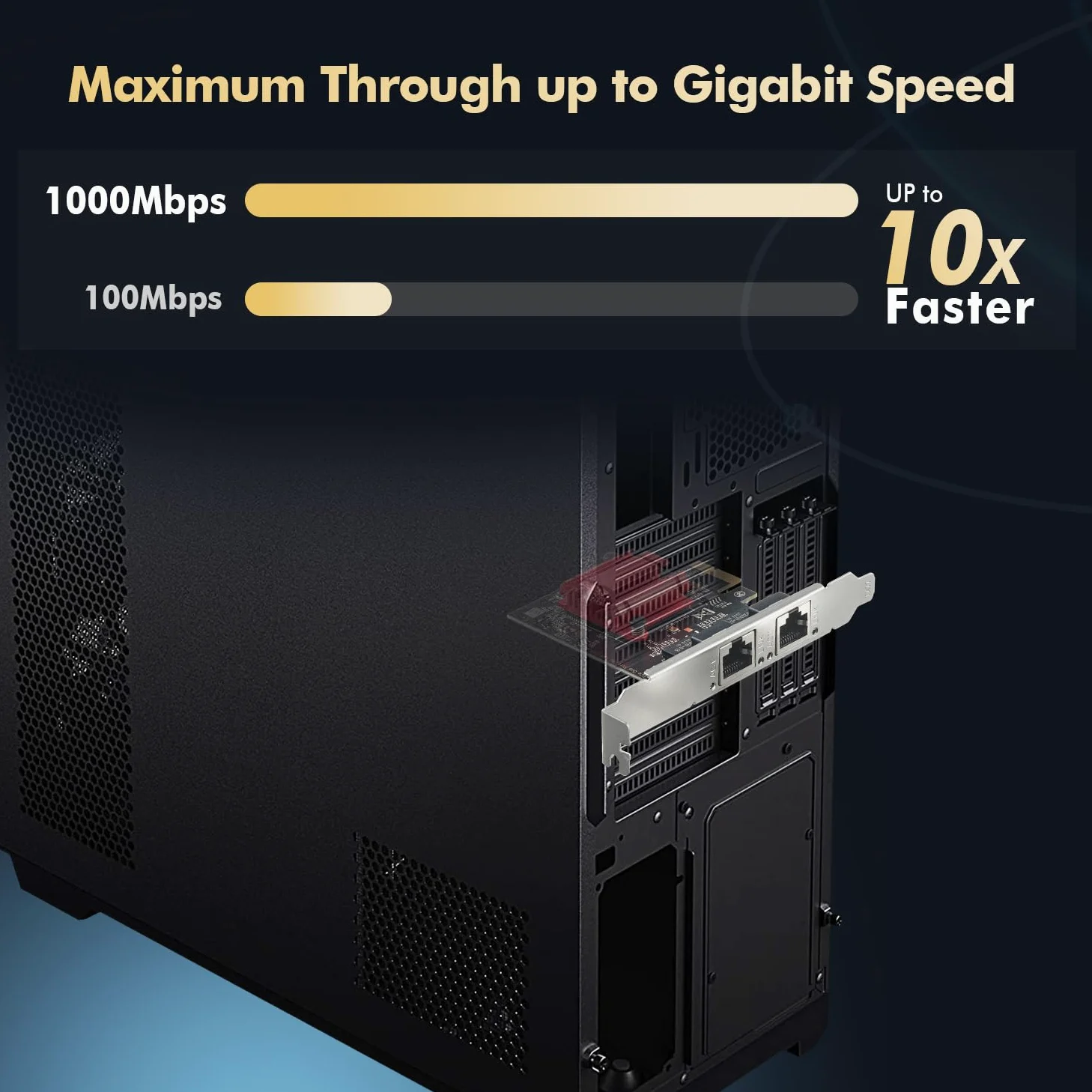 Adattatore di rete PCIe Gigabit a 2 porte, controller Intel 82575/82576 1000/100 Mbps Binardat Ethernet LAN scheda per Windows/Linux