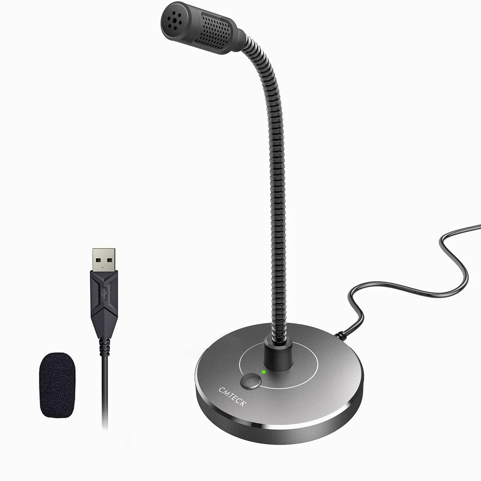 CMTECK Microfono USB per computer, registrazione con cancellazione del rumore, per PC/laptop, per chat online, home studio, podcasting, giochi, Skype, YouTube, con funzione mute (Windows/Mac)