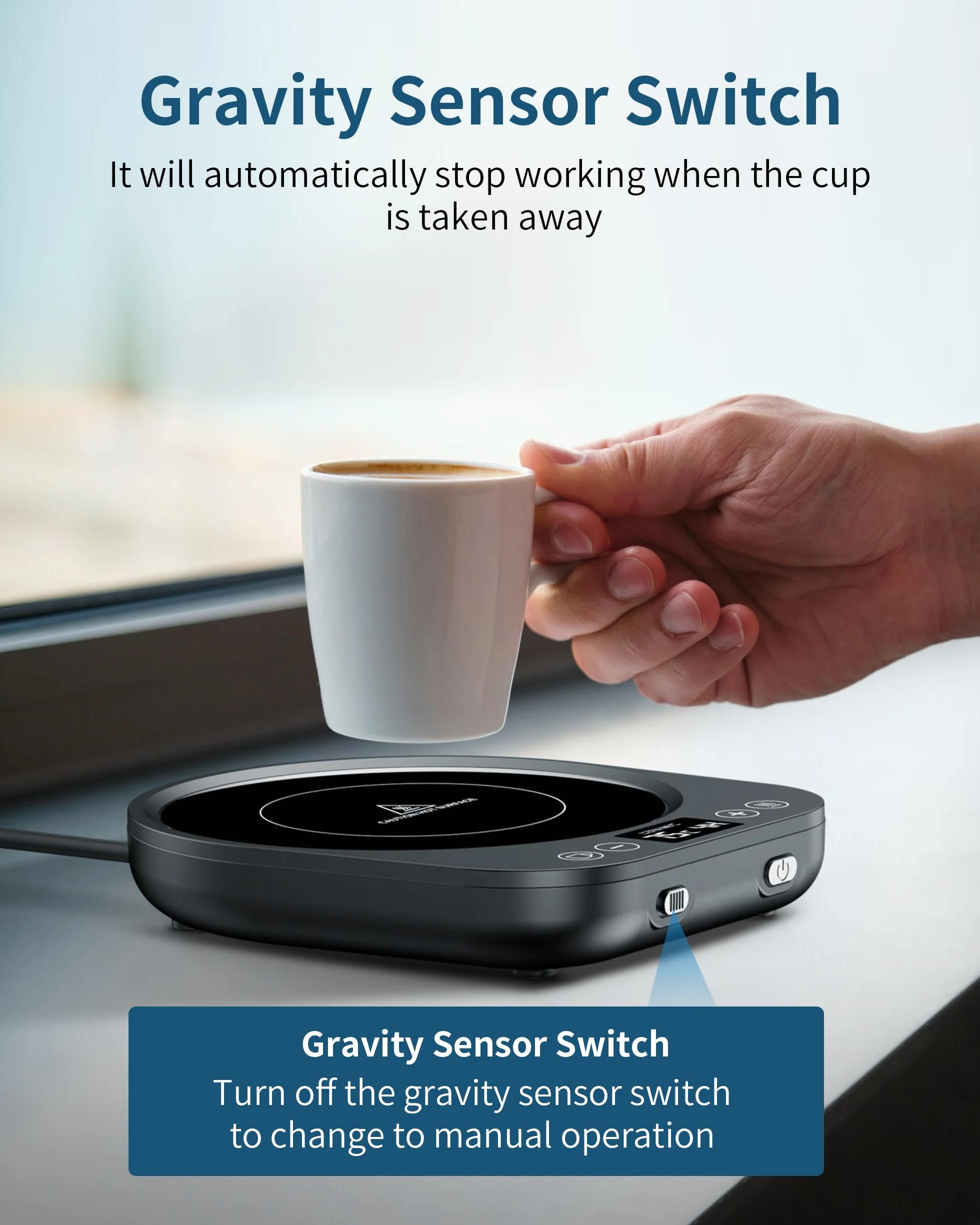 Accwork Scaldatazze Scalda Tazze da Caffè, Scalda Bevande Scalda Latte, Tè con 3 Modalità di Temperatura Fino a 85 ℃ Spegnimento Automatico, Scalda Caffè per Ufficio, Casa