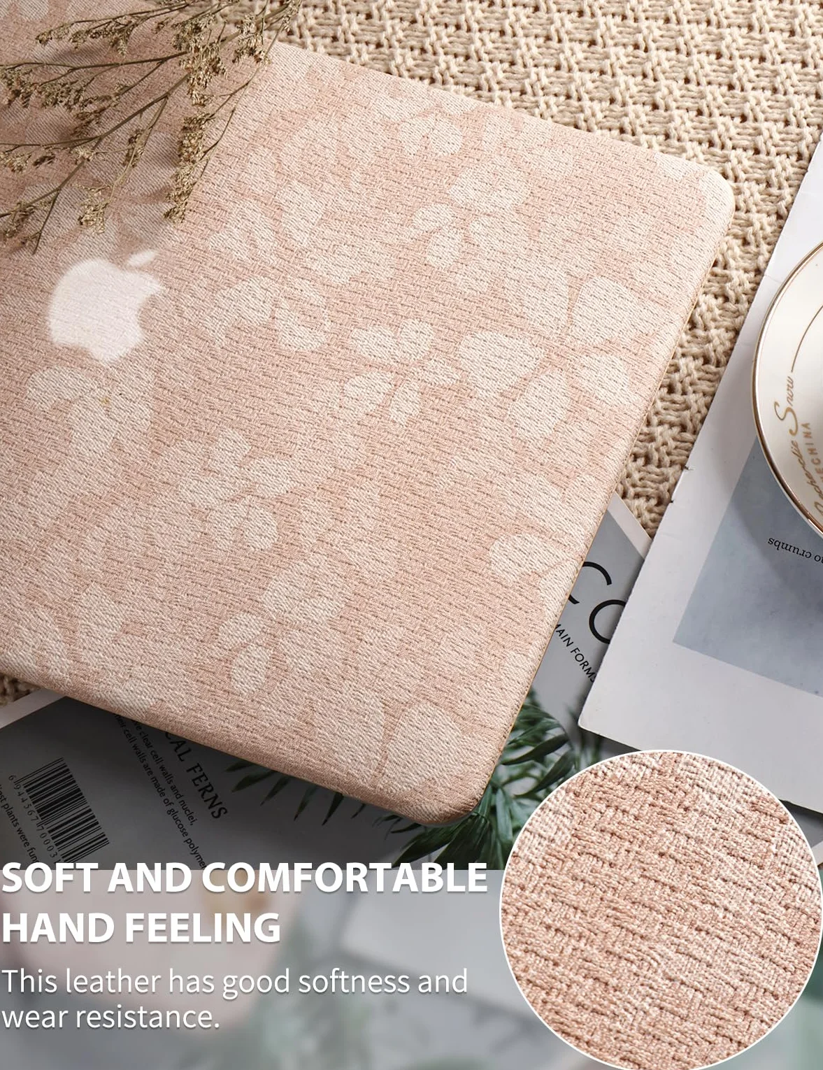Custodia Compatibile con MacBook Air 13 Pollici 2022 2021 2020-2018 M1 A1932 A2179 M1 A2337 Touch ID Tessuto Cover Plastica Rigid Protettivo Case e Copritastiera (Rosa)