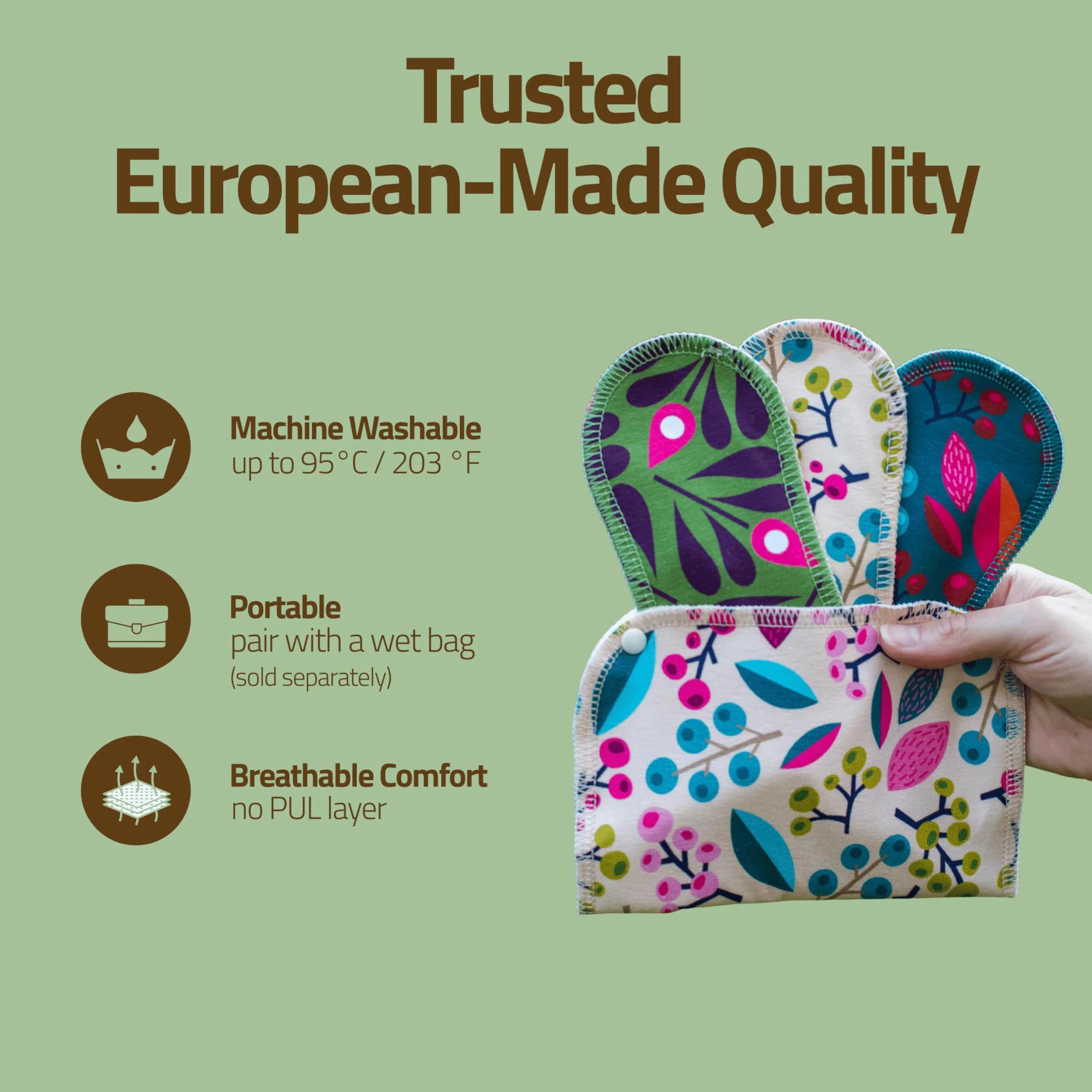 Salvaslip Lavabili Bambù ORGANICO 7 Pezzi Donna MADE IN EU Assorbenti Lavabili Riutilizzabili