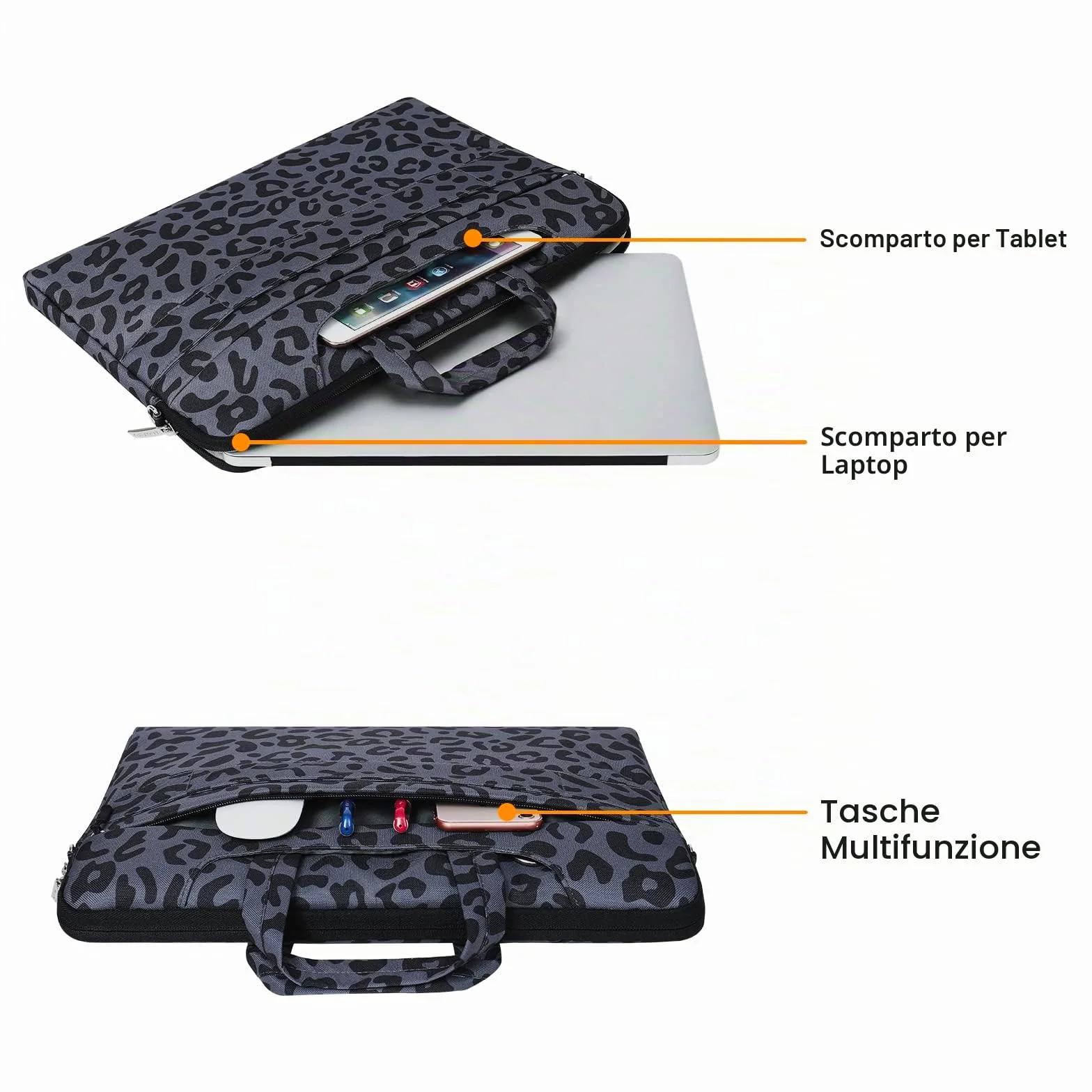 MOSISO Laptop Borsa a Tracolla 15-15,6 Notebook Compatibile con MacBook Air 15 M3 A3114 M2 A2941 2023/Pro 16 2024-2019 M2 A2780 M1 A2485 A2141/Pro 15,Leopardo Grano Custodia per Valigetta con Cintura