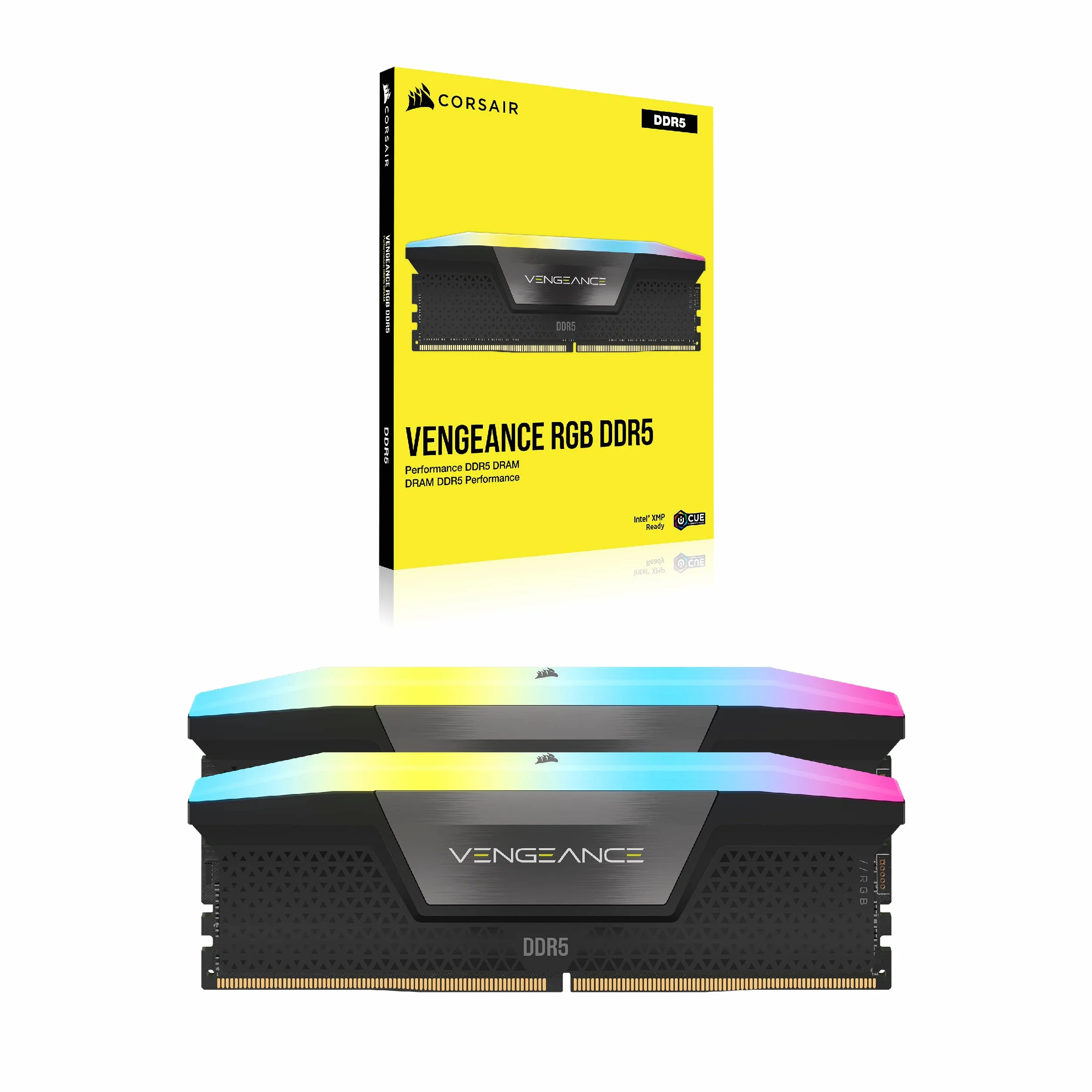 CORSAIR VENGEANCE RGB DDR5 32GB (2x16GB) DDR5 6000MHz CL30 AMD EXPO Intel XMP iCUE Memoria Compatibile per Computer - Grigio (CMH32GX5M2B6000Z30K)