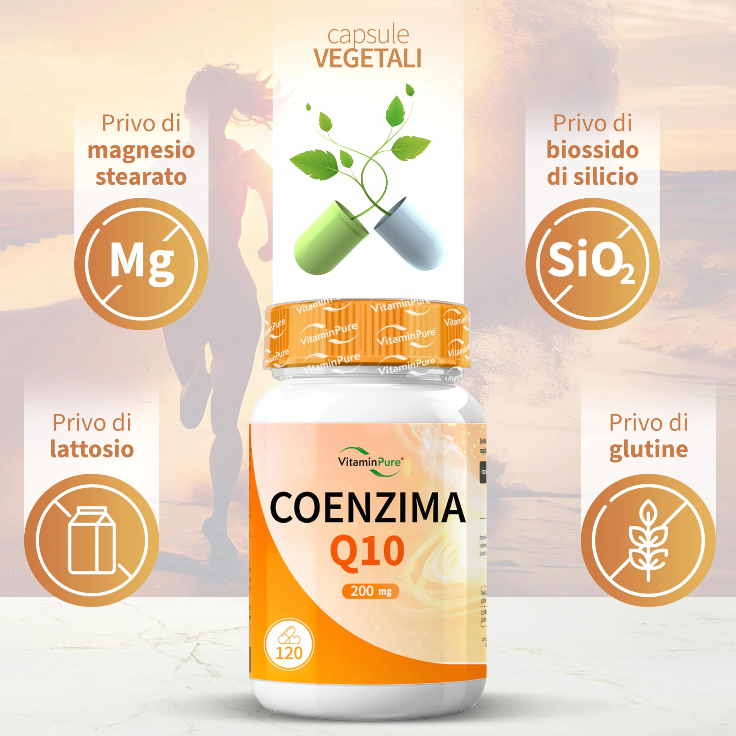 Coenzima Q10 200mg 120 Capsule, Elevata Biodisponibilità, Integratore VitaminPure