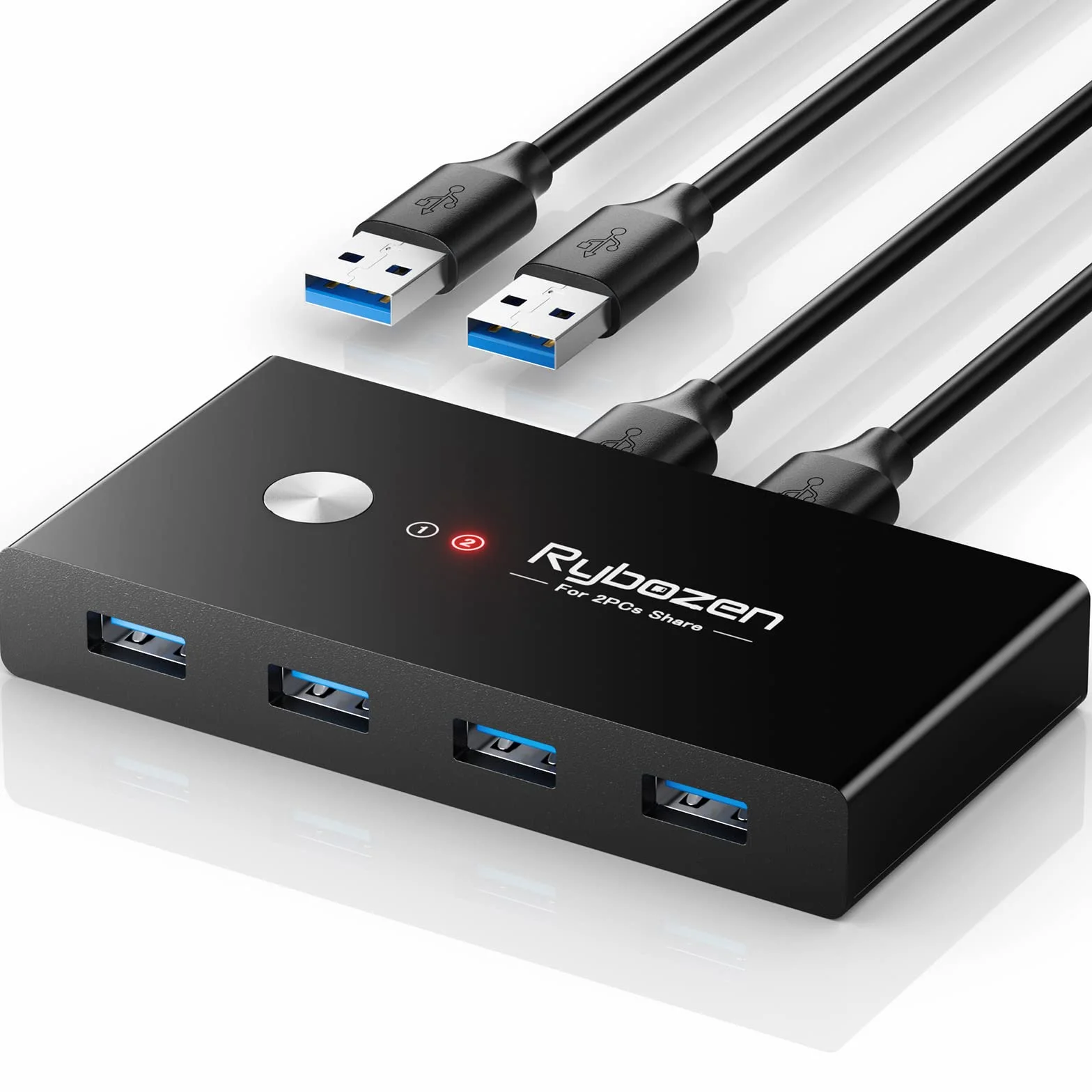 Switch USB 3.0 Selectore per 2 Computer, Switch USB per la Condivisione di 4 Dispositivi USB Hub periferico per Mouse, Tastiera, Scanner, Stampante; per Mac/Windows/Linux; 2 Cavi USB Inclusi