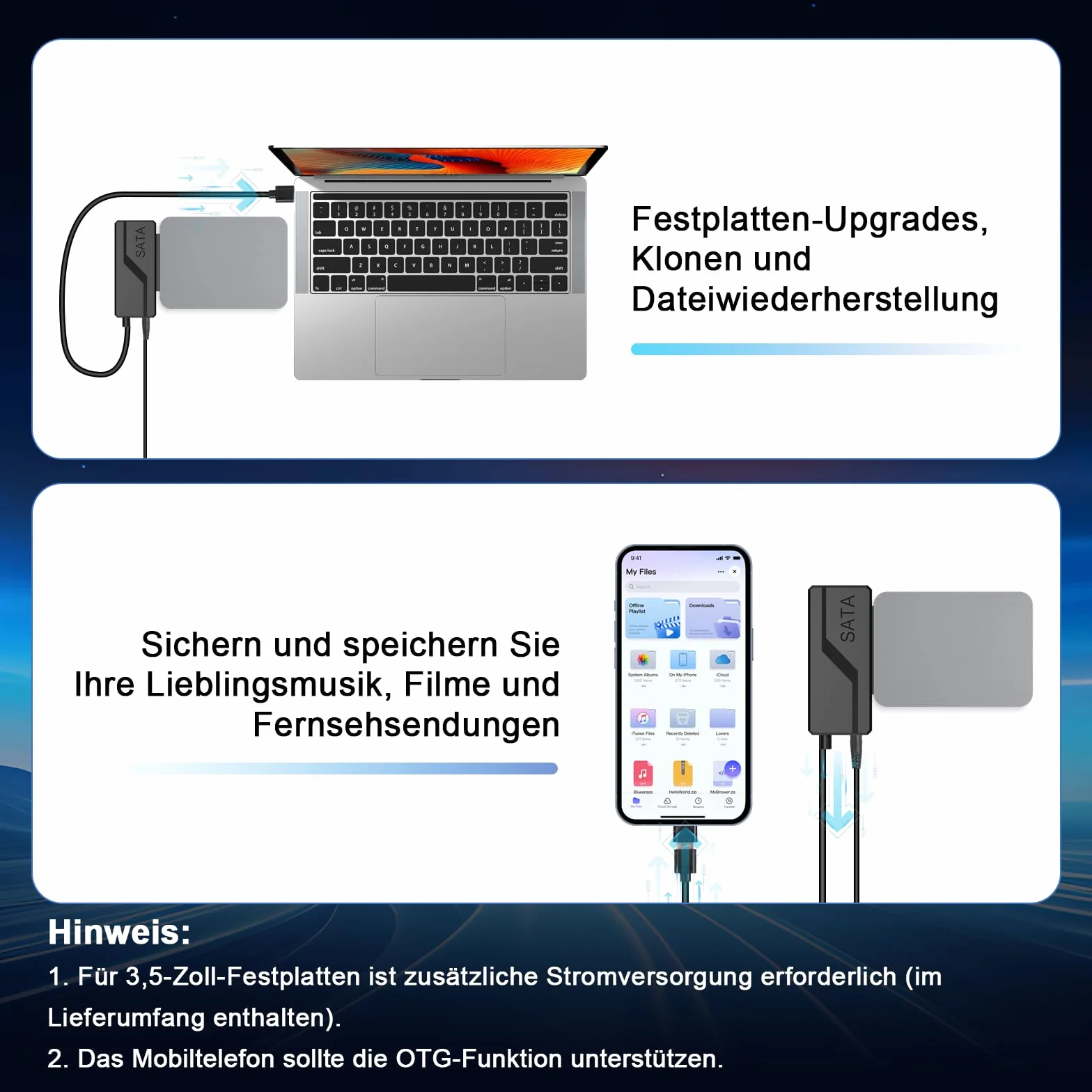 Adattatore Sata to USB 3.0 per Disco Rigido 2.5" 3.5" HDD SSD Convertitore SATA III II I Alimentazione DC 12V 2A UASP