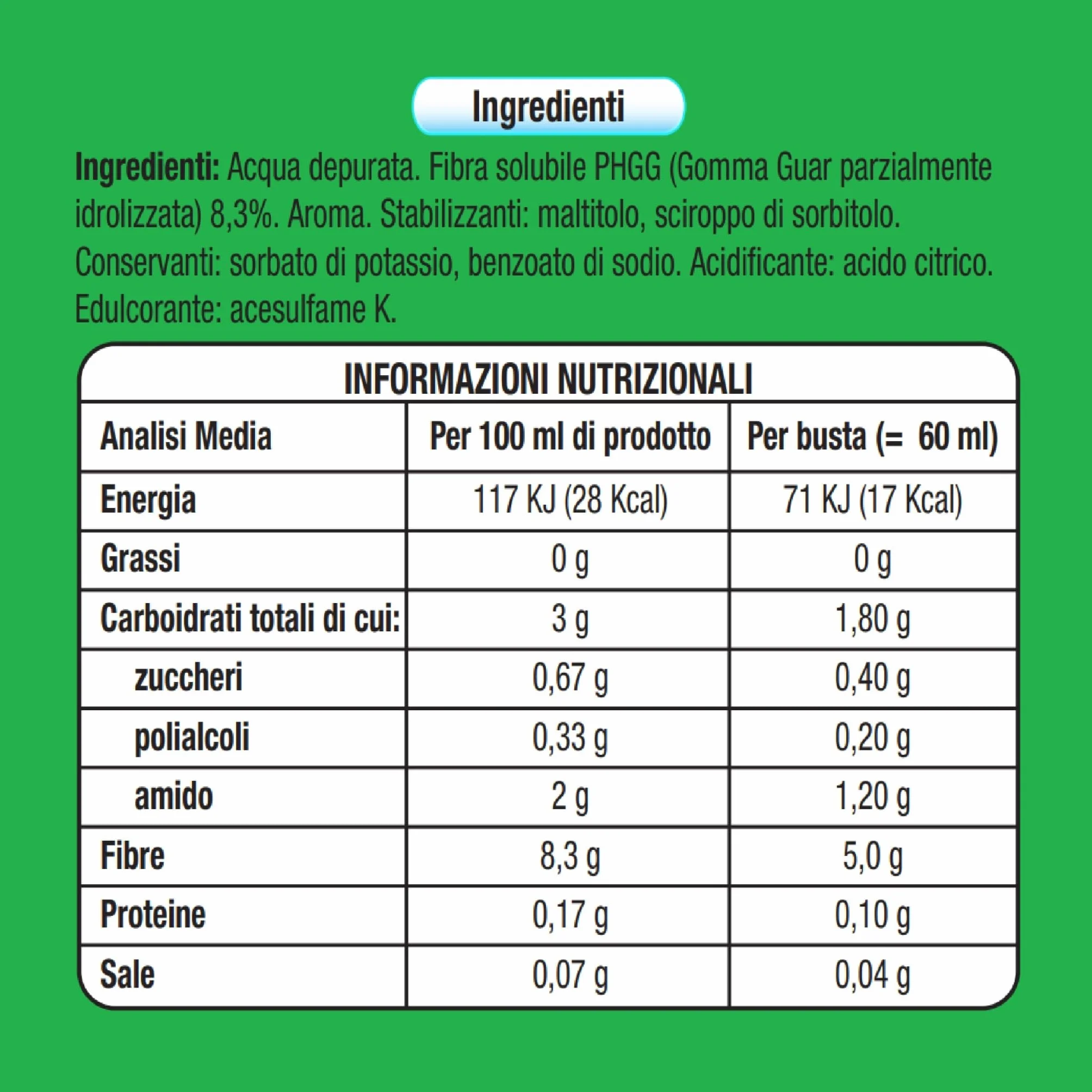 Benefibra Integratore Alimentare Fibra Flora Intestinale Gusto Mela Verde 12 Bustine