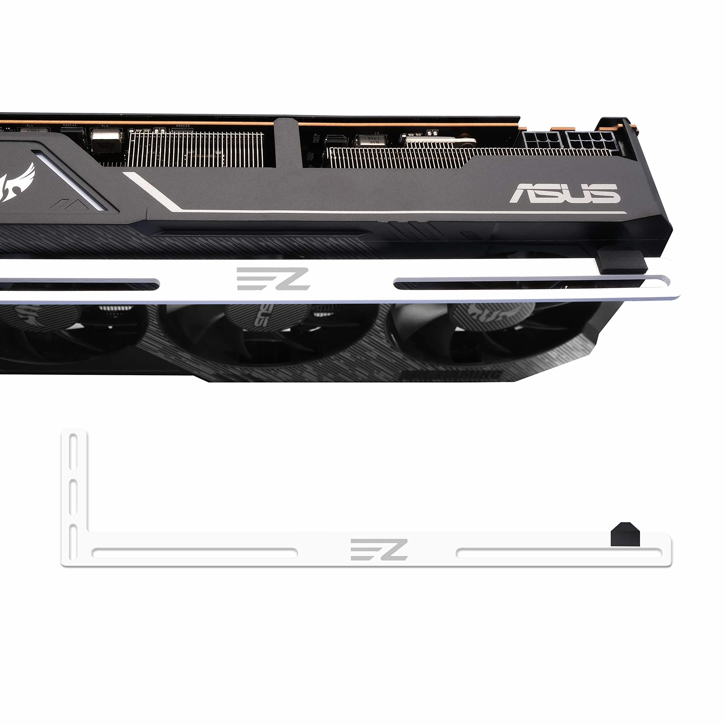 EZDIY-FAB Scheda Grafica Scheda Video per Supporti a Staffa GPU Supporto a Sfera/Custodia per Telaio, Alluminio Anodizzato in Alluminio, Carte Singole o Doppie-Bianca