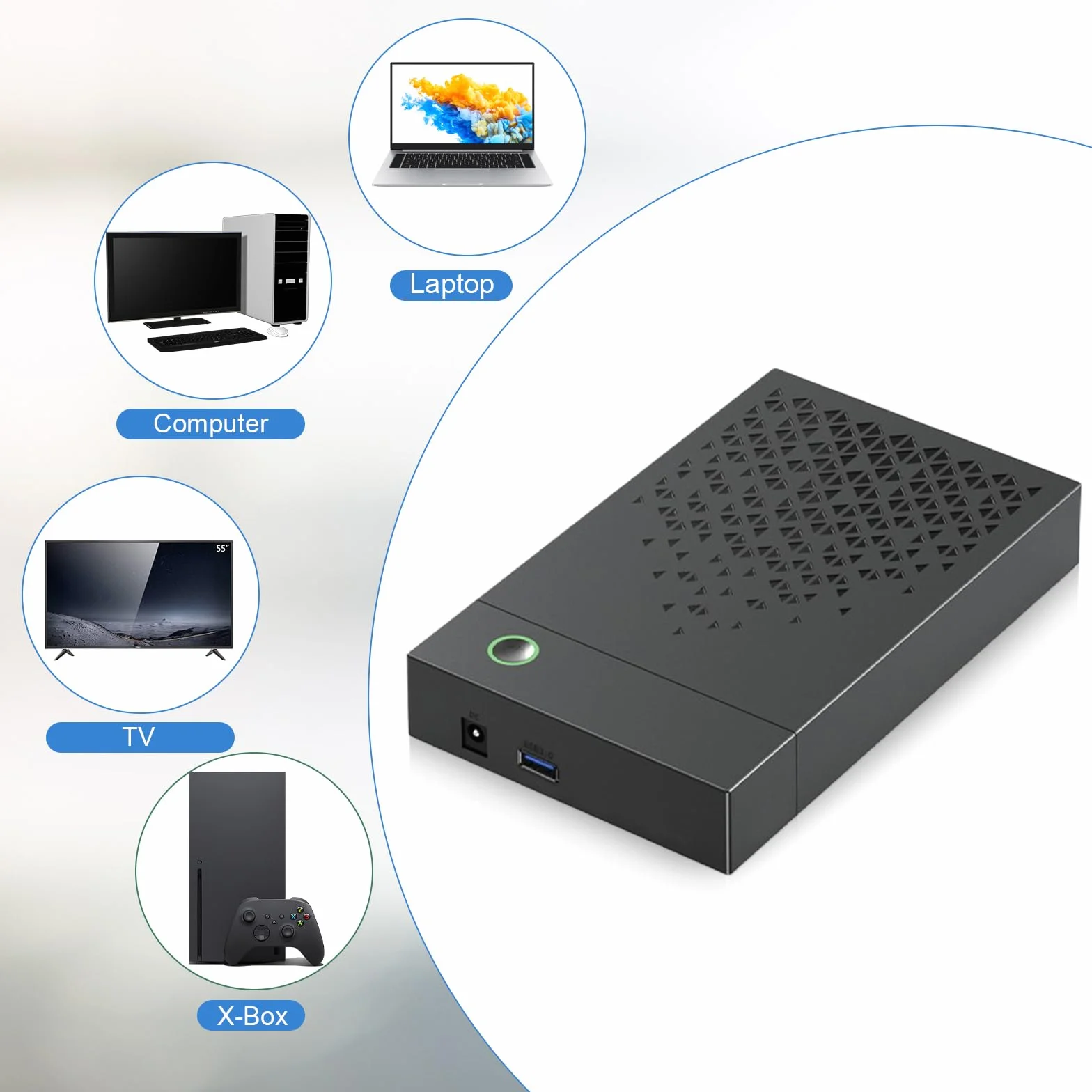 Leikurvo Docking Station SATA HDD SSD 2,5" 3,5" USB C 3.0 5 Gbps UASP 6 TB Nero