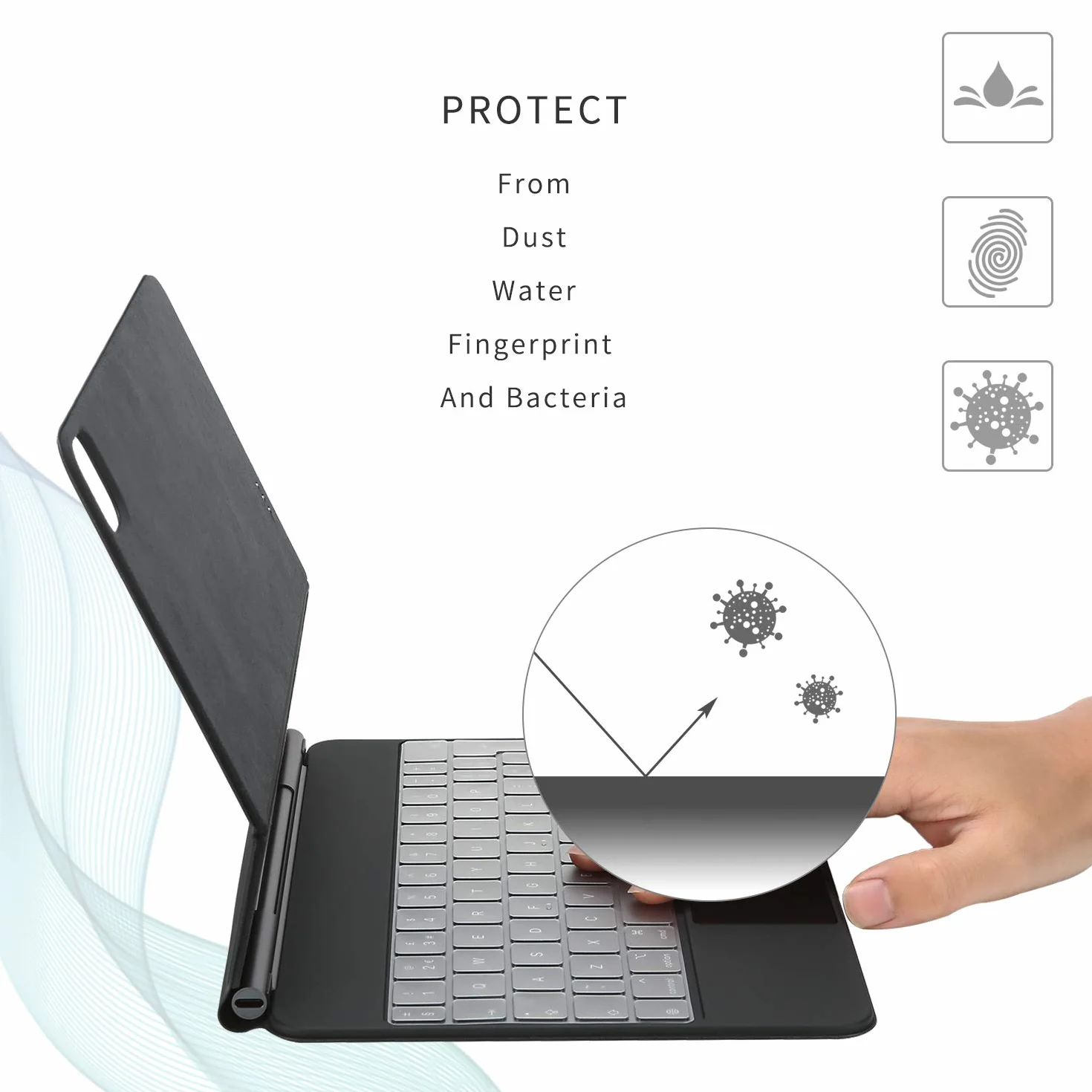 Protezione tastiera ultrasottile compatibile con Magic Keyboard per iPad Air 11" (M2)/Magic Keyboard per iPad Pro 11" (1ª, 2ª, 3ª e 4ª), vecchio iPad Air 11" (4ª e 5ª), Italiano/Europeo