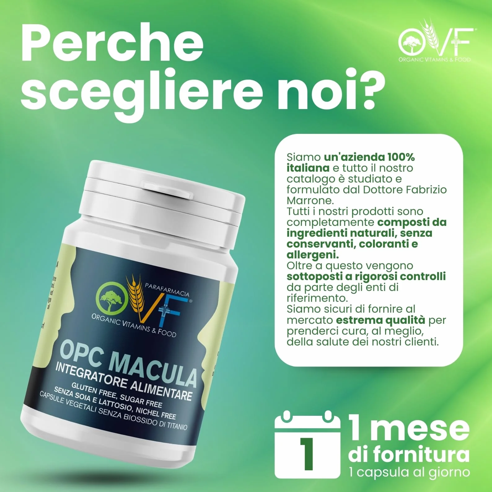 OVF OPC Macula 30 CPS Integratore Occhi Luteina Zeaxantina Carotenoidi Centella Asiatica Zafferano Pino Marittimo
