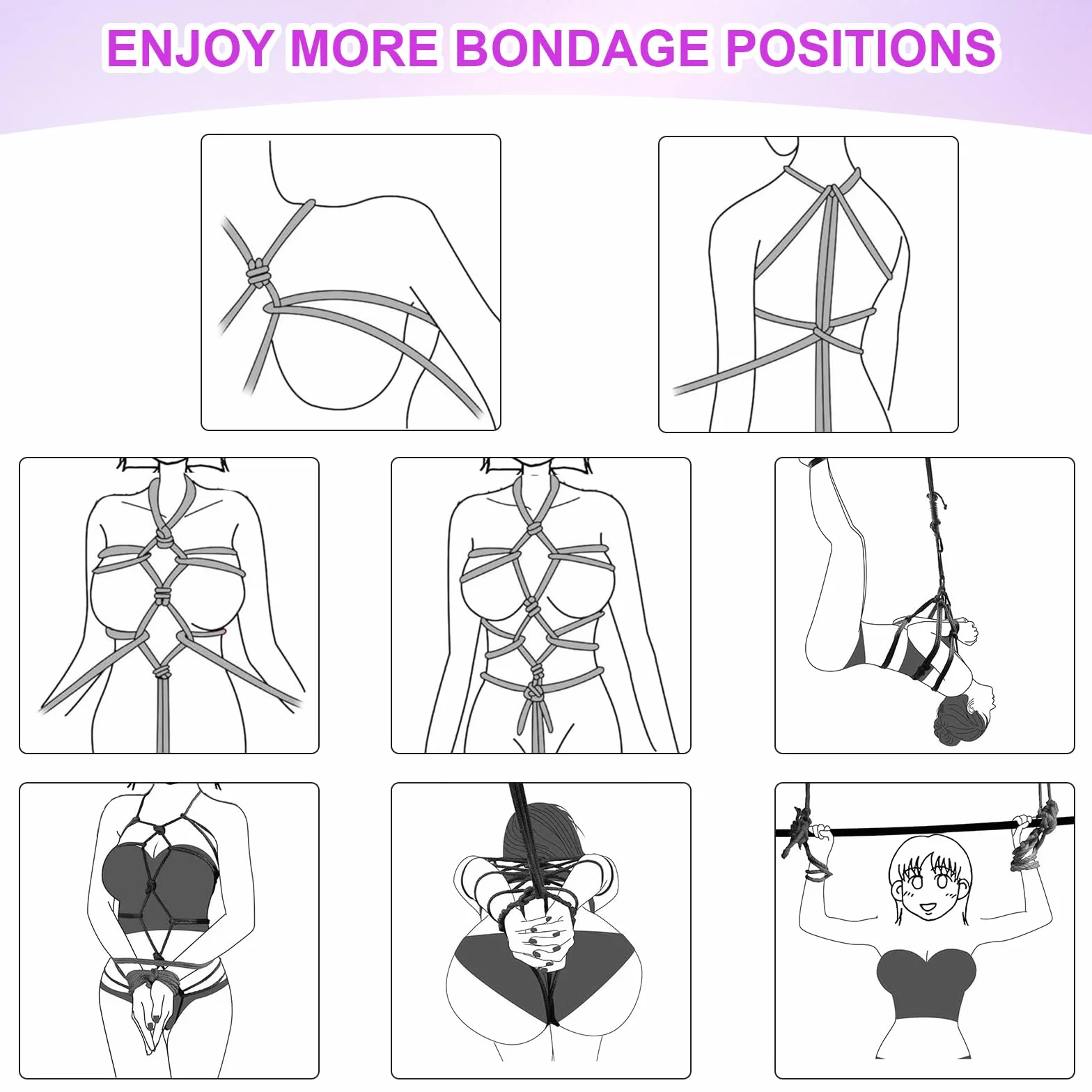 Coppia Boňdage Set 26 Pezzi Giocattoli Sessuali con Manette Regolabili Cavigliere Frusta Maschera Occhi Bacchetta Piume Vibratore Viola