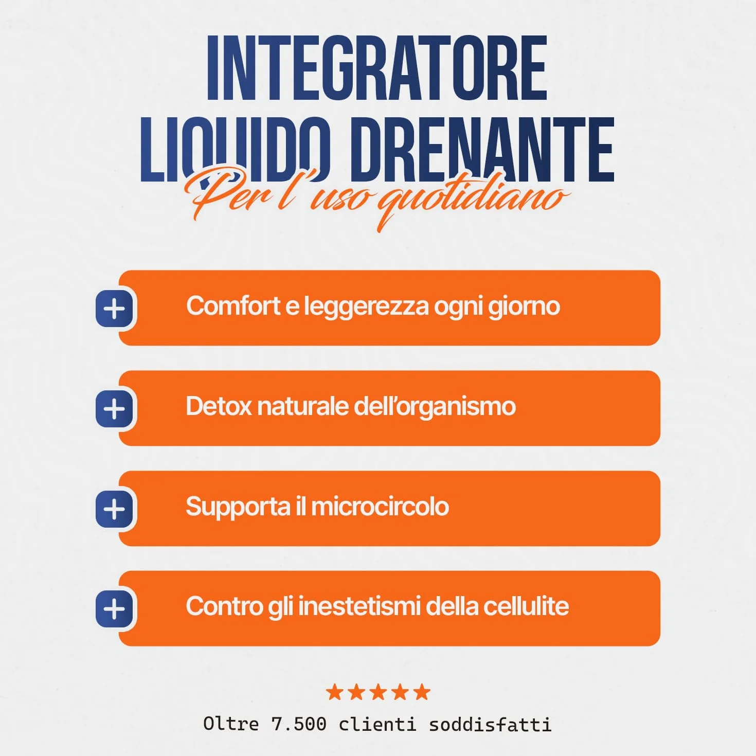 Diuretico Drenante Forte Detox Anticellulite 500 ML Gusto Arancia Made in Italy