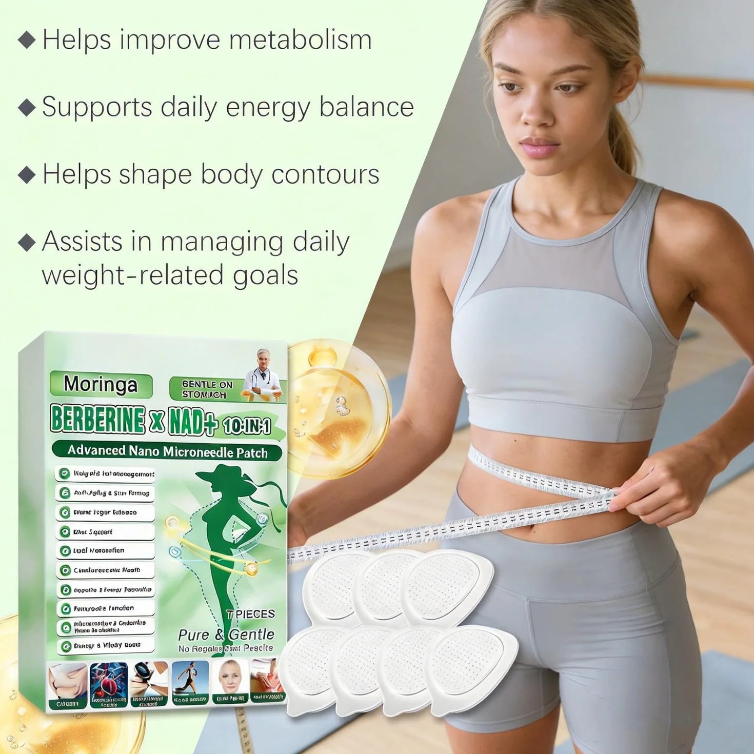 Moringa Cerotti Dimagranti 10 IN 1 Patch Nano Microneedle Bruciano Grassi Stimolano Metabolismo