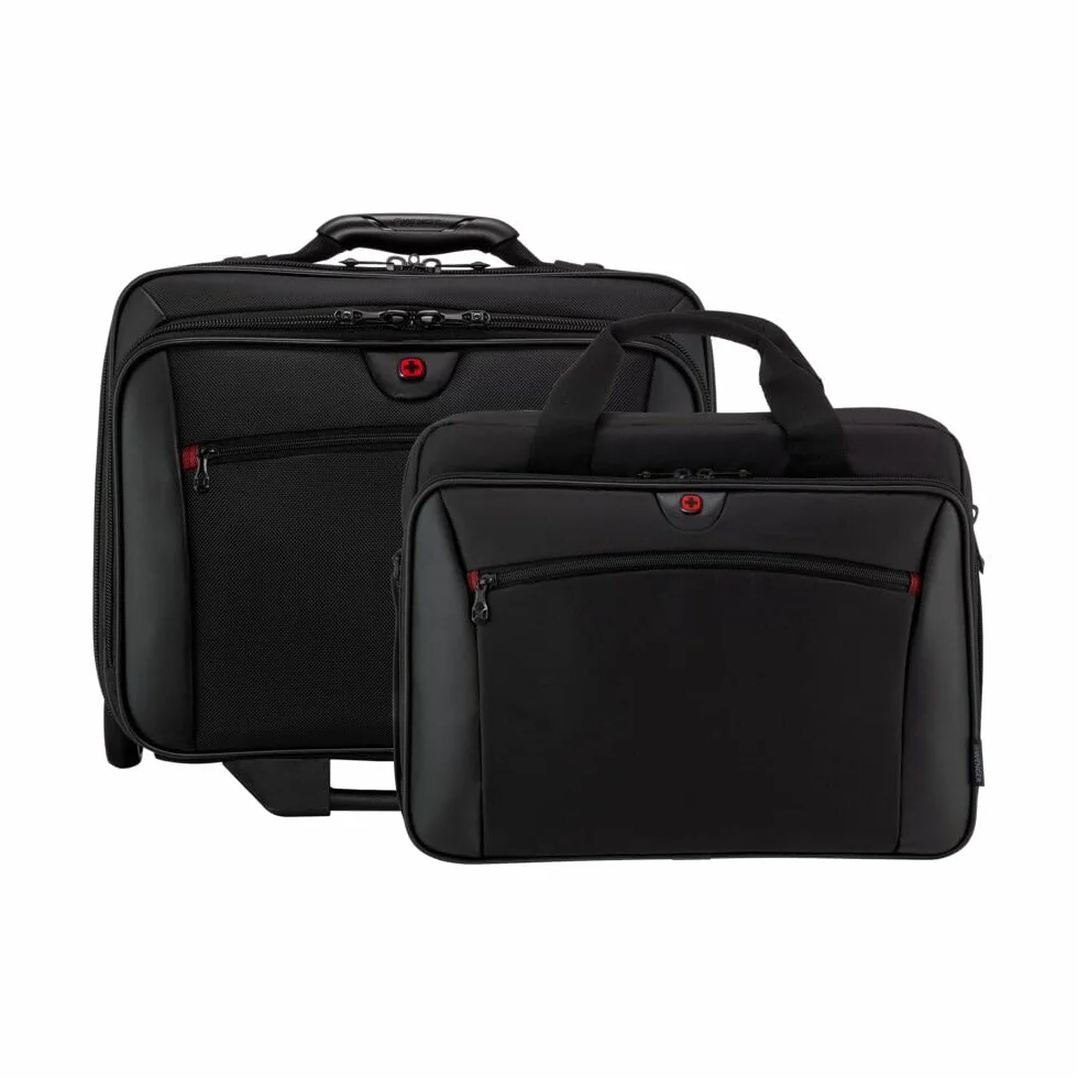 WENGER Borsa Trolley Porta PC Potomac 2-TLG, Notebook 17”, Custodia Laptop 15” Estraibile, 23 l, Uomo Donna, Ufficio Viaggi di Lavoro, Nero, 600661