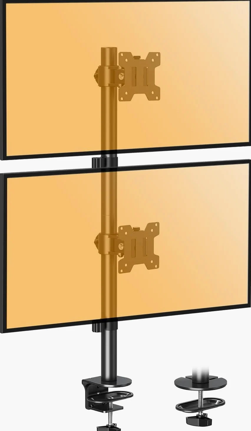 ELIVED Supporto verticale per 2 monitor, asta da 80 cm per monitor da 13-32 pollici fino a 8 kg Supporto doppio per monitor EV4012