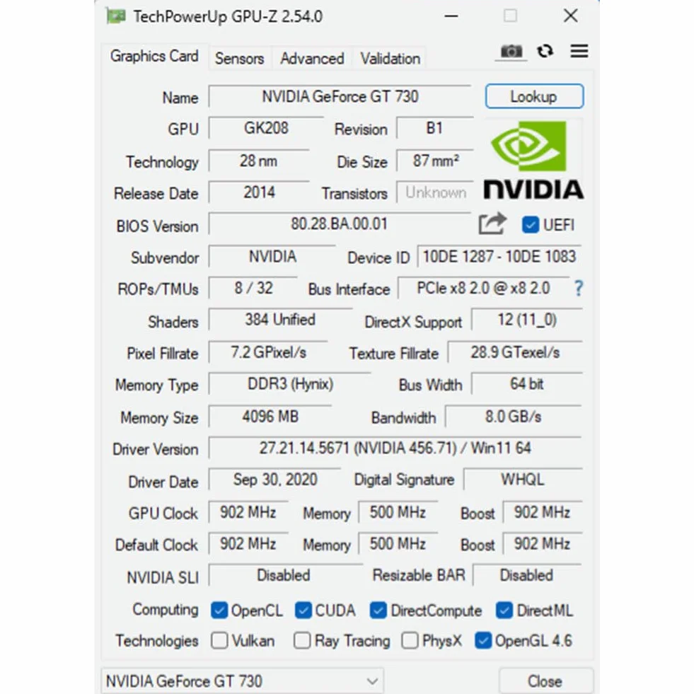 QTHREE GT 730 4G D3 Scheda Video, 2x HDMI, 1x DVI, 1x VGA, Scheda Grafica PC, GPU, per più monitor, for Win 7, 8, 10, 11, DirectX 11, 12