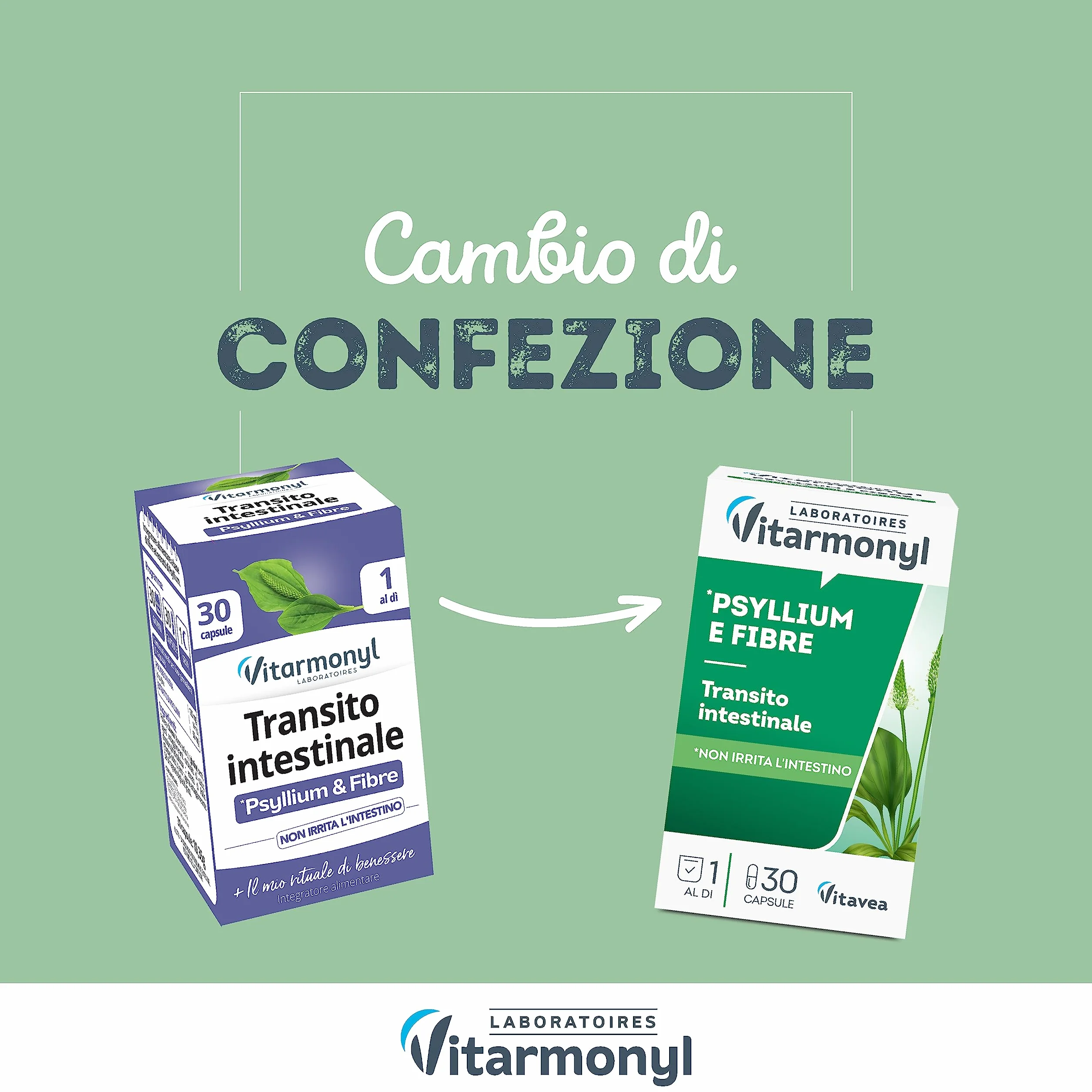 Psyllium e Fibre Integratore Transito Intestinale con Avena 30 Capsule Vitarmonyl