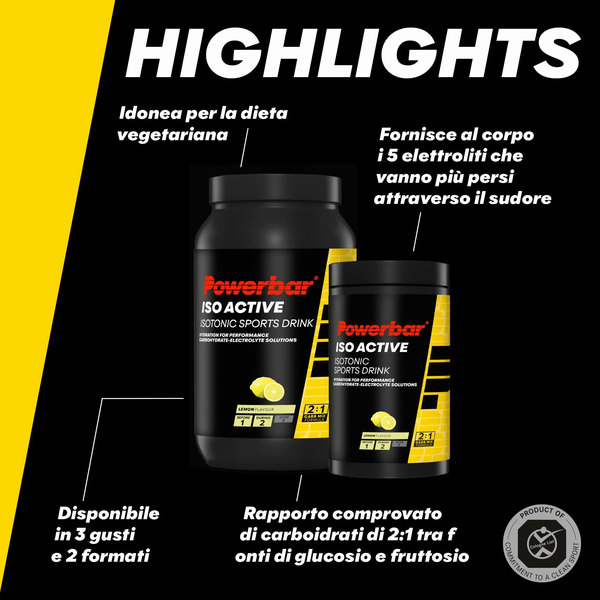Powerbar Isoactive Lemon 1320g Bevanda Sportiva Isotonica 5 Elettroliti C2MAX