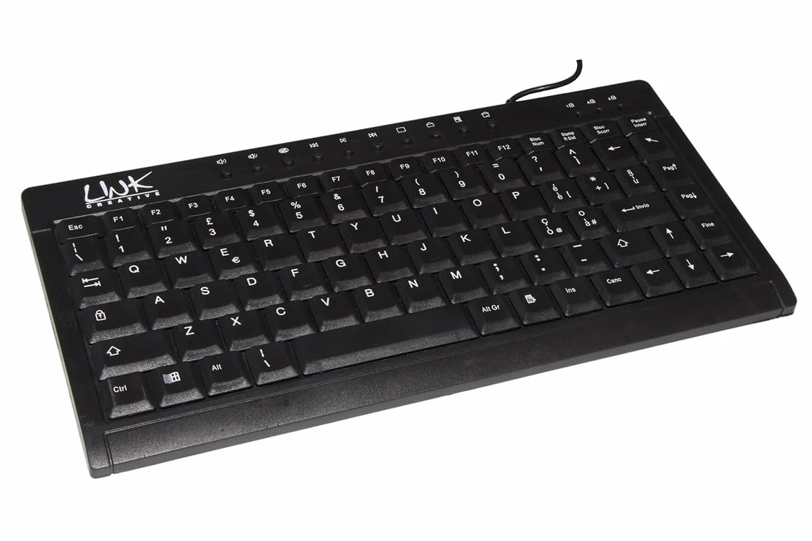 LINKLKTAST04 + LKMOS04 - Mini Tastiera Italiana Multimediale USB + Mini Mouse Ottico USB 3 tasti Nero