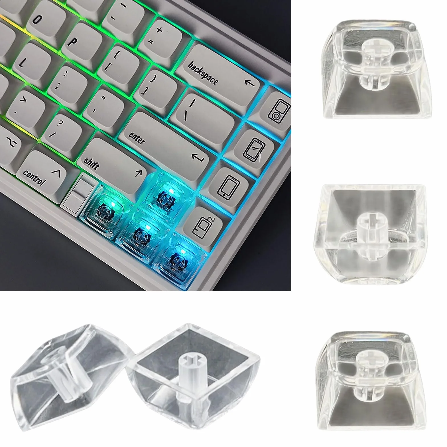 5/10PCS 1U Size Keycaps Trasparentemente Con Retroilluminato XDA Altezza Per Comodo Kechanical Tastiera Makeover Keycap Set Keycap Kit Sostituzione