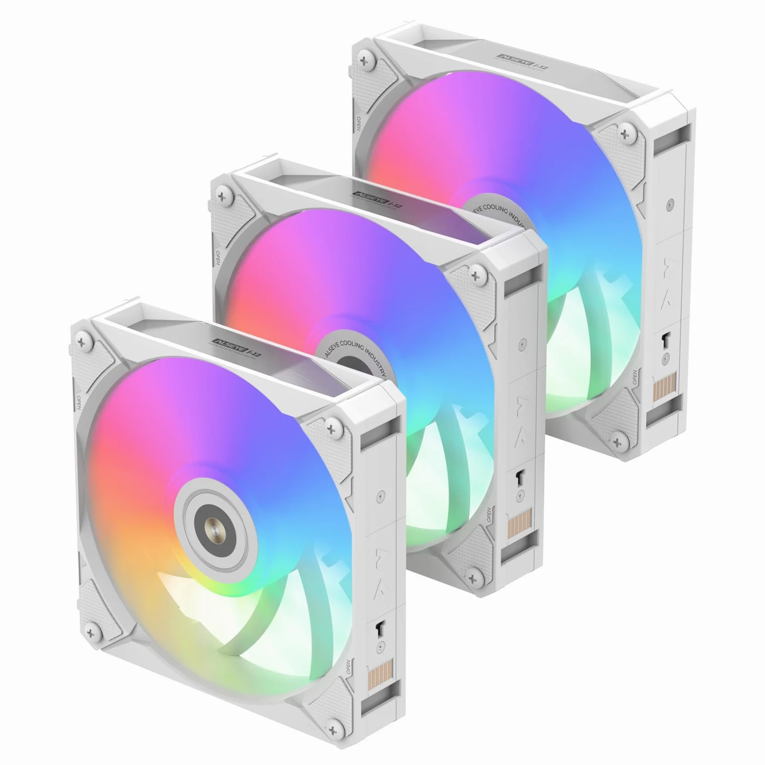 ALSEYE i12 PC Case Fan Kit, tre ARGB & PWM Case Fan Kit con Snap-in Struttura di Collegamento (i12 Kit Bianco)